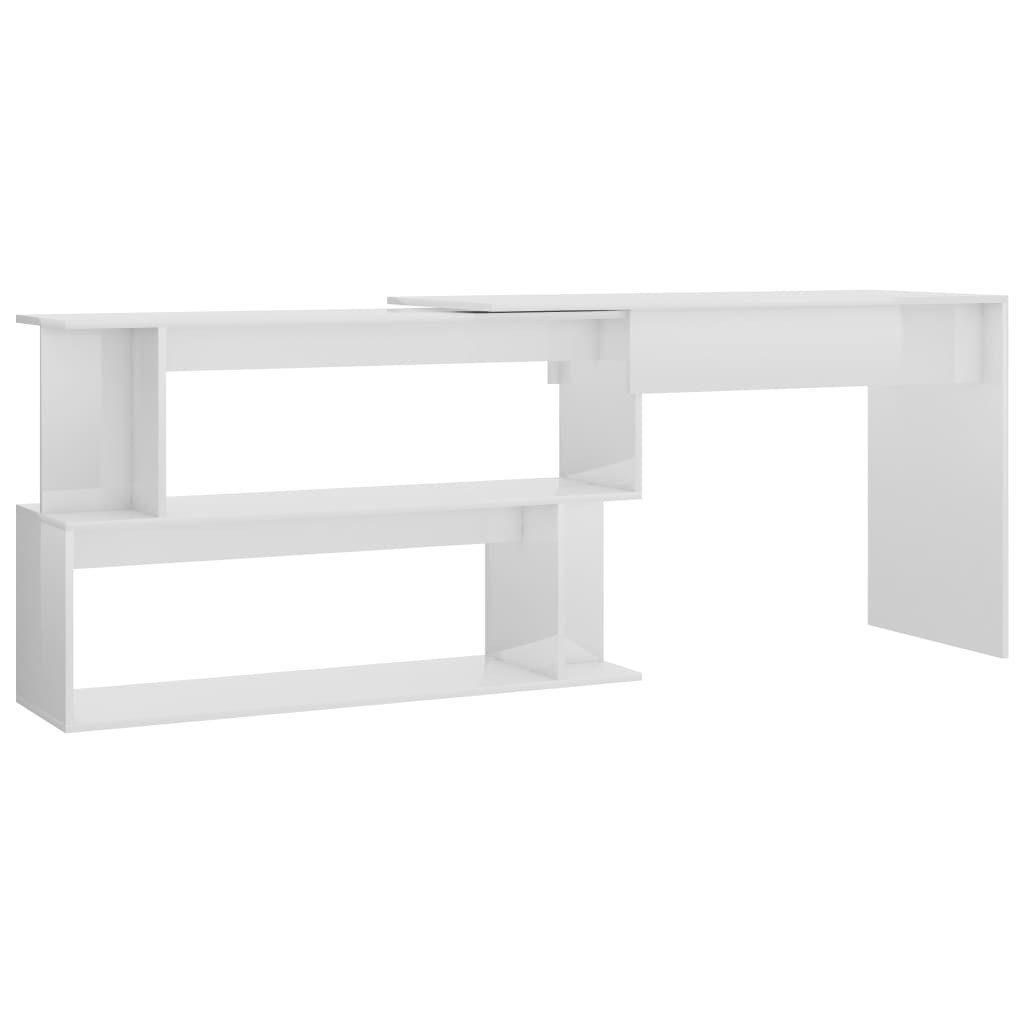 Schreibtisch NA Eckschreibtisch Hochglanz-Weiß 200x50x76 cm Spanplatte