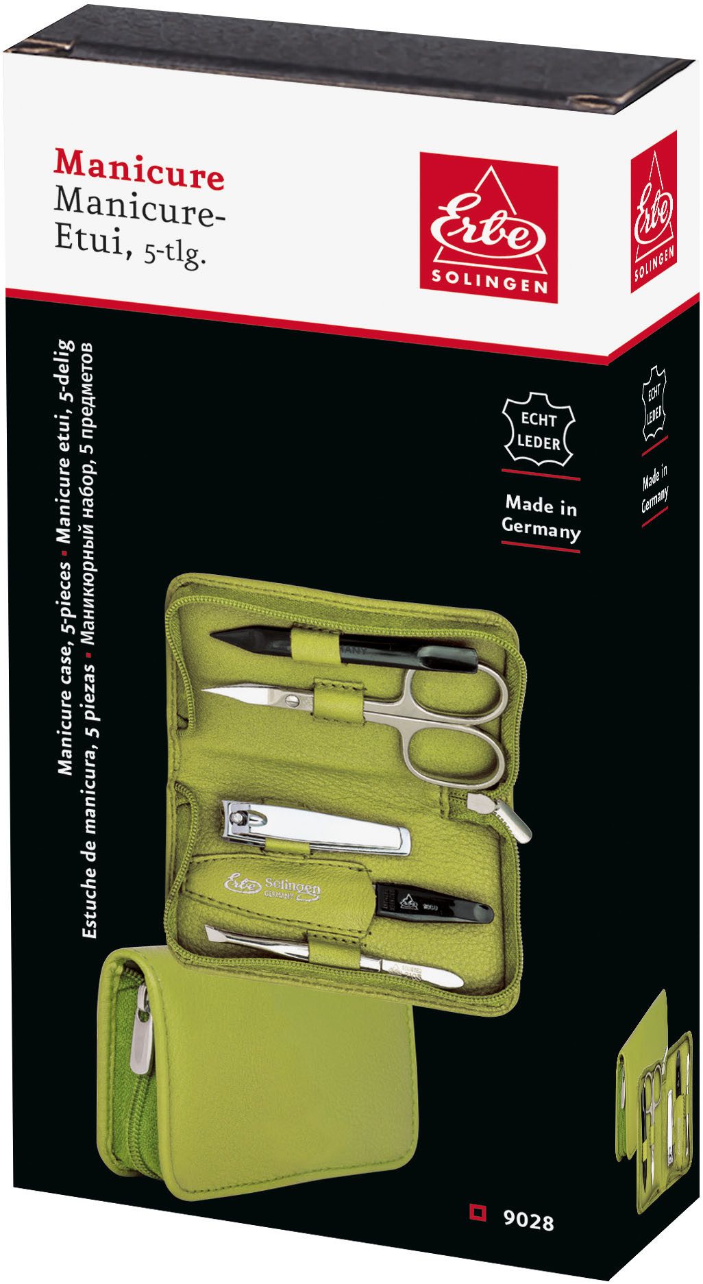 ERBE Maniküre-Etui Lederetui mit Zippverschluss, 5 tlg., bestückt mit Solin günstig online kaufen