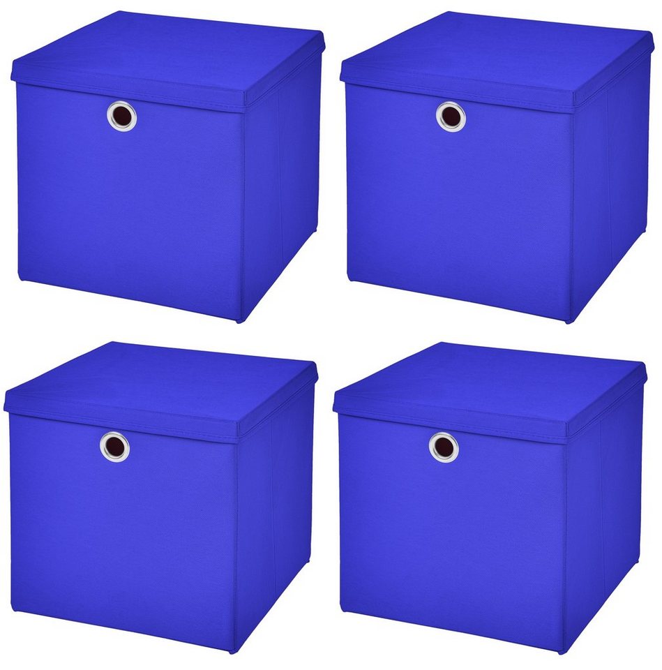 StickandShine Faltbox 4 Stück 33 x 33 x 33 cm Faltbox mit Deckel Stoffbox  Aufbewahrungsbox (4er SET 33x33x33) in verschiedenen Farben 33cm