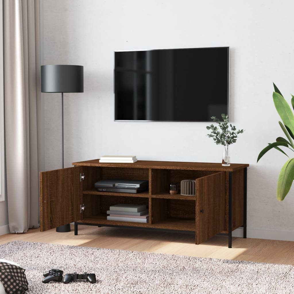 TV-Schrank mit Holzwerkstoff Braun furnicato Türen Eiche 102x35x45cm