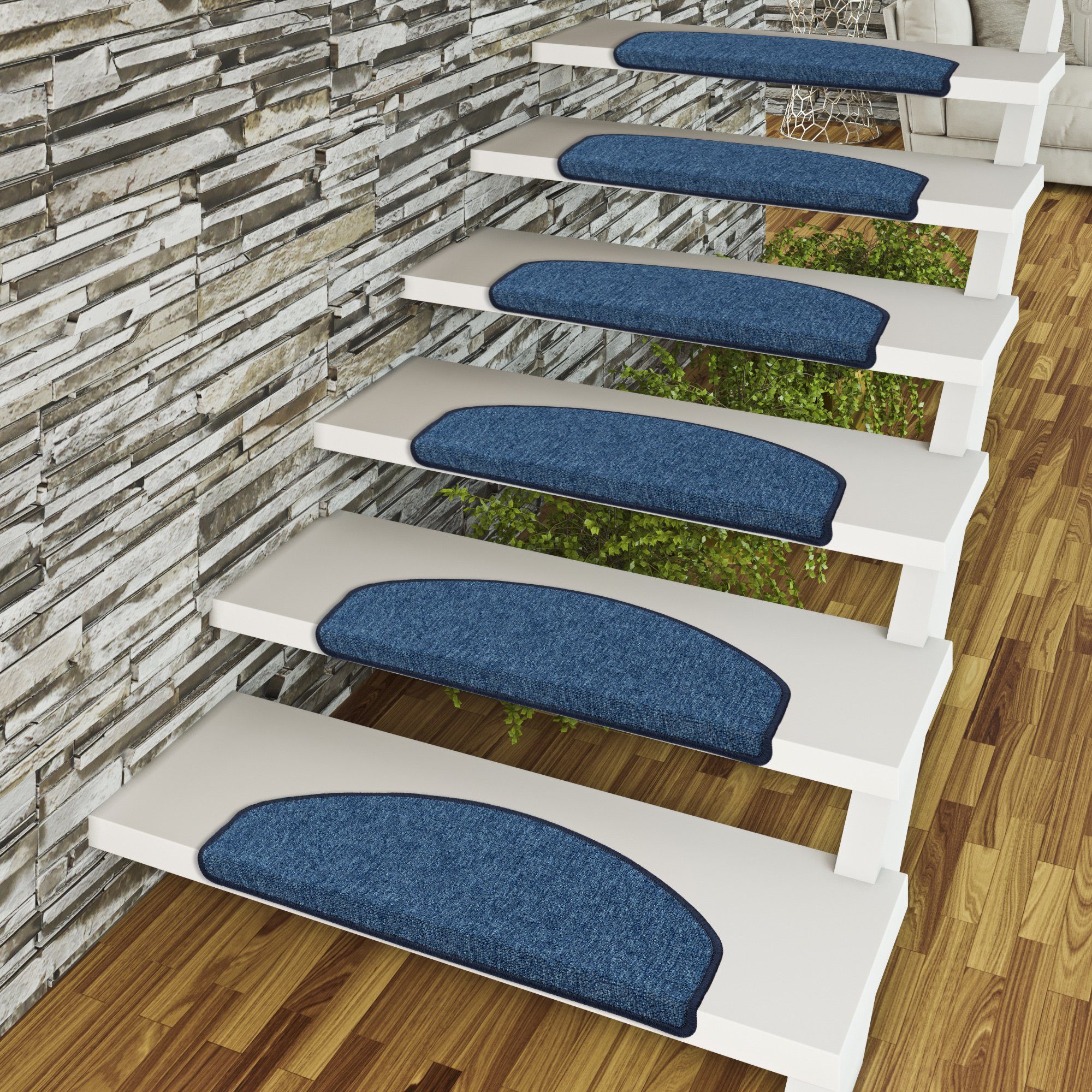 Pergamon Stufenmatte Trend Schlinge Stufenmatte Strong 15er-Set, Halbrund, Höhe: 5 mm