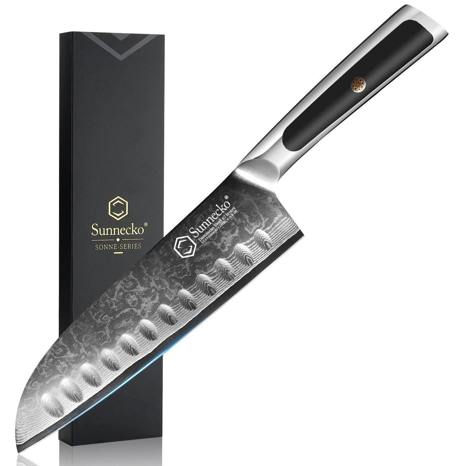 Damastmesser Kochmesser Santoku 18cm Damast HRC60