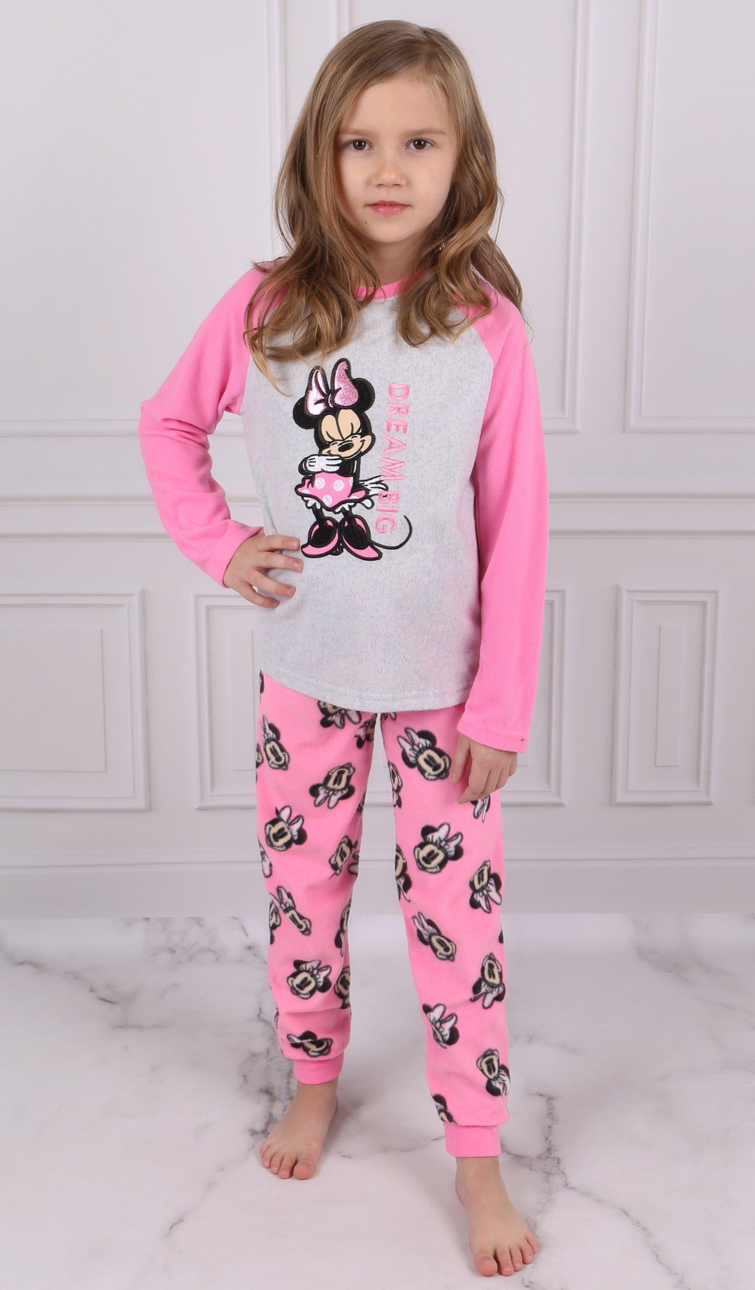 Sarcia.eu Maus Schlafanzug, Schlafanzug pink-grau, DISNEY Minnie Jahre Mädchen 6-7