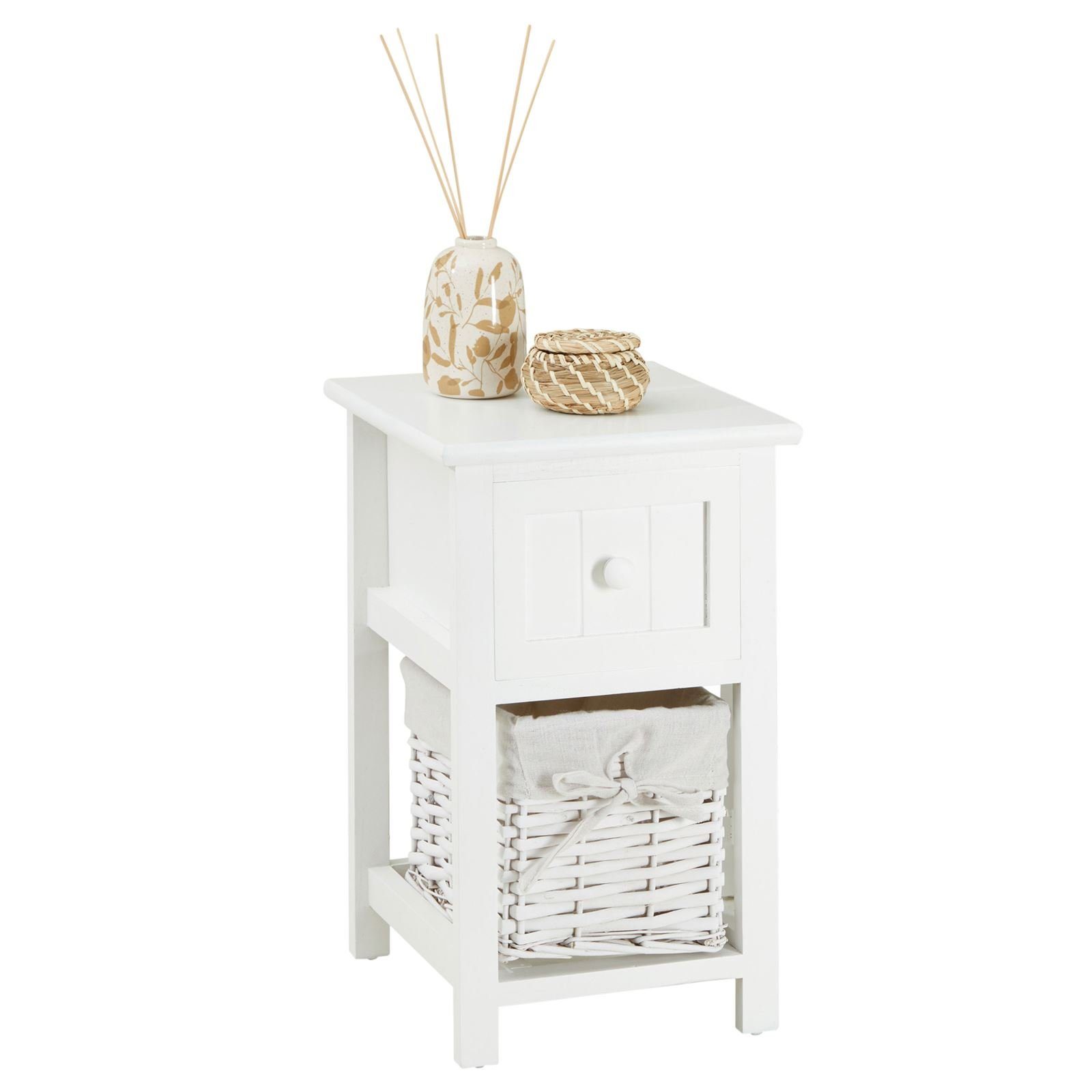 CARO-Möbel Nachttisch MESSINA, Nachttisch aus Holz mit 1 Schublade und Korb günstig online kaufen