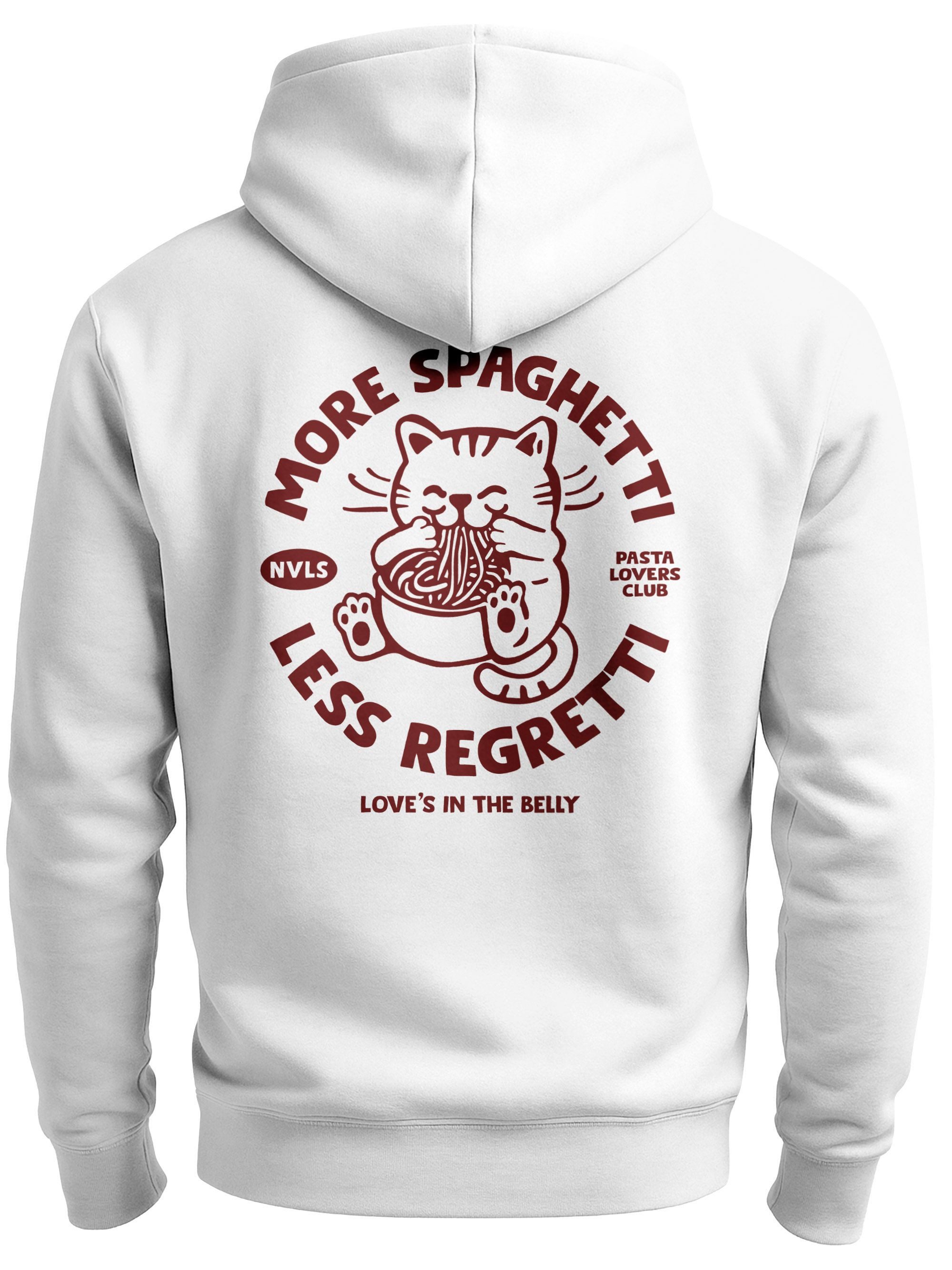 Sweatjacke Herren Sweatjacke Backprint Spaghetti Cat Design Katze Zipjacke