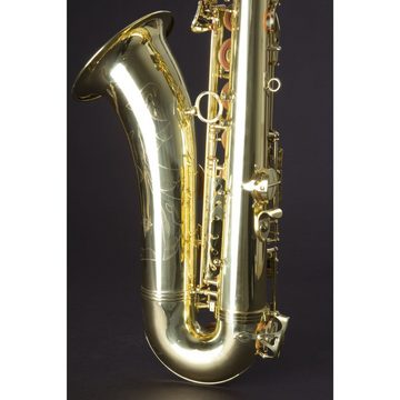 Monzani Saxophon, MZTS-100L Tenor Saxophon, Bb Stimmung, Messing Korpus, Klarlack lackiert, inklusive Mundstück und Tragegurt, Gravur Design, Ideal für Einsteiger, Tenor Saxophon, Bb Stimmung, Messing Korpus