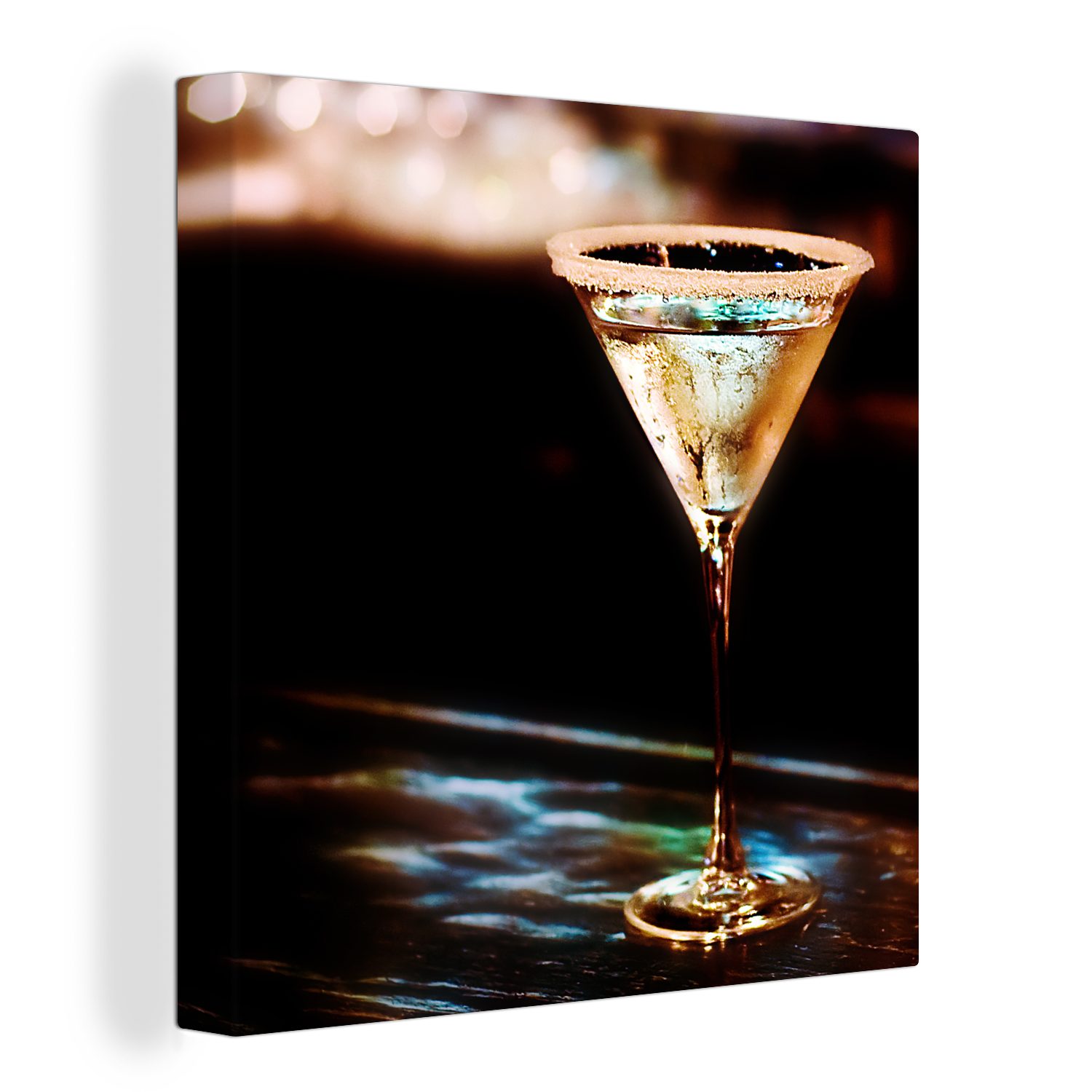 St), schwarzen auf Leinwand einer OneMillionCanvasses® Bar, Wohnzimmer (1 Martini mit für Leinwandbild Martini-Glas Bilder Schlafzimmer