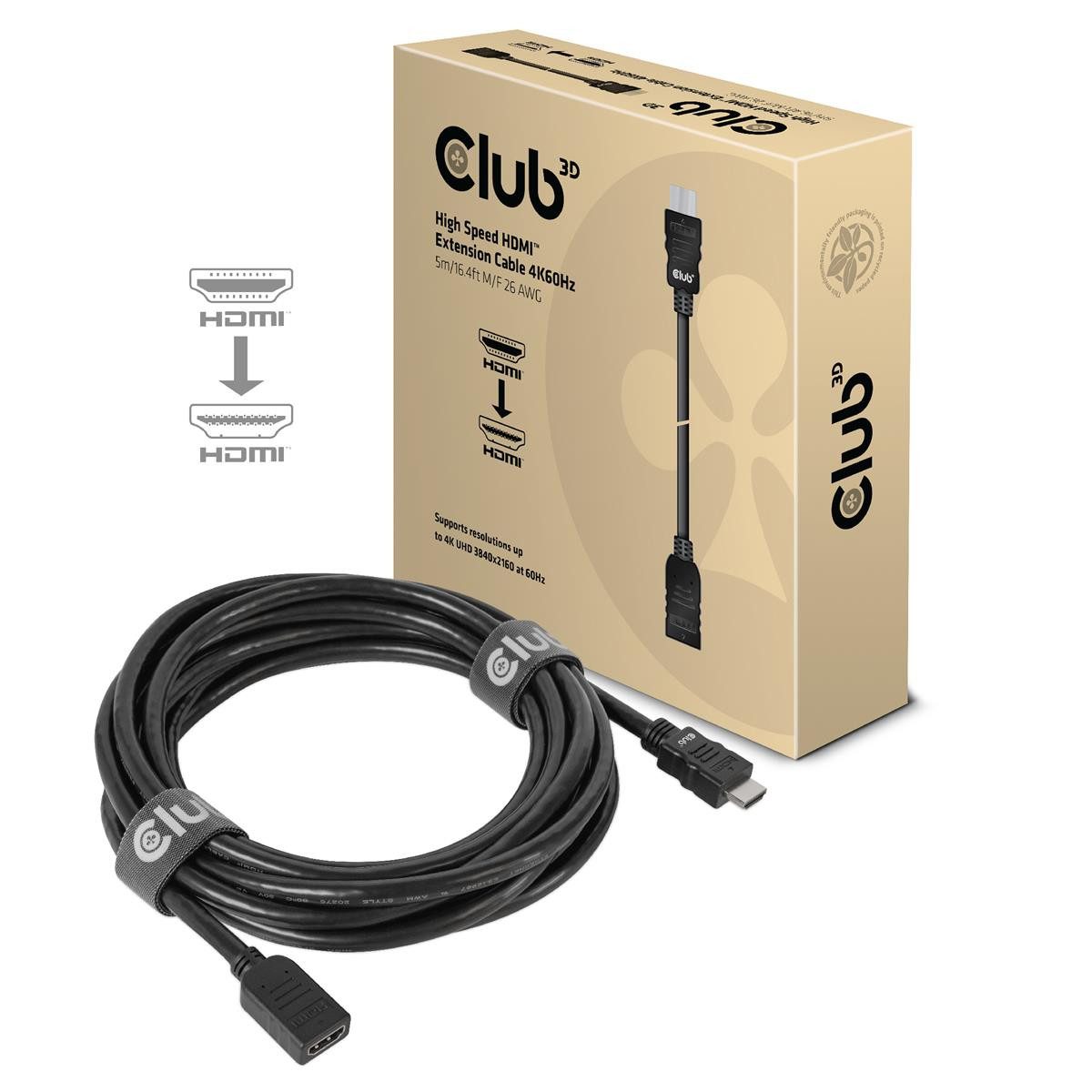 CLUB3D CAC-1325 Club3D HDMI-Kabel 2.0 UHD-Verlängerungskabel 5 Meter St/Bu re HDMI-Kabel