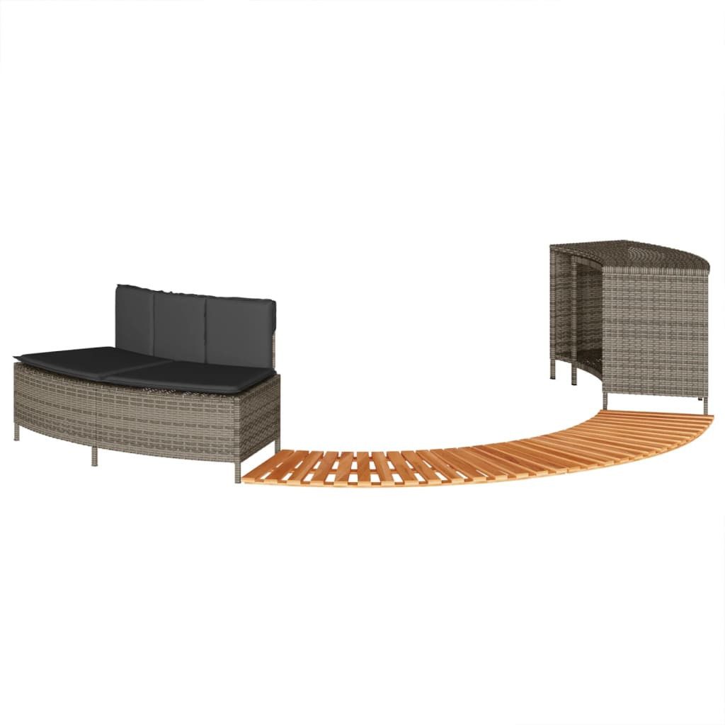 vidaXL Poolleiter, Whirlpool-Umrandung Grau Poly Rattan günstig online kaufen