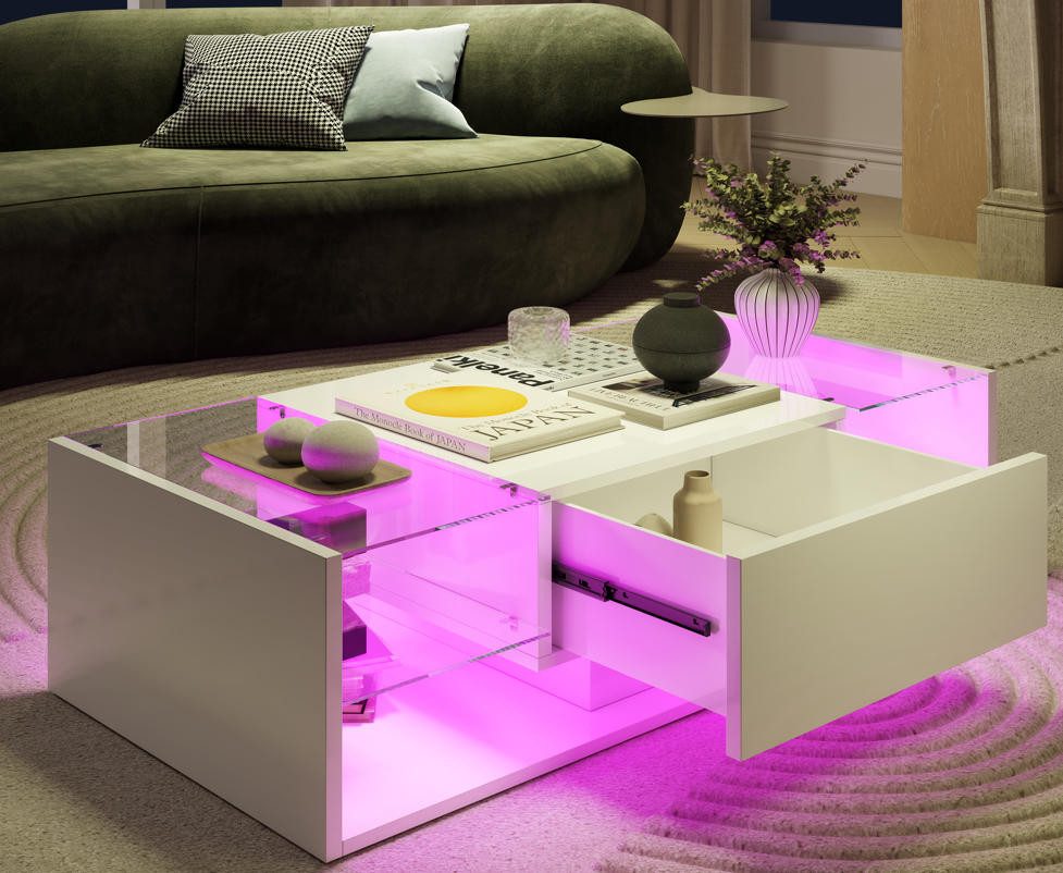 Furnishings Home Couchtisch Ablagetisch LED Beistelltisch Breite 100 cm (Ho günstig online kaufen