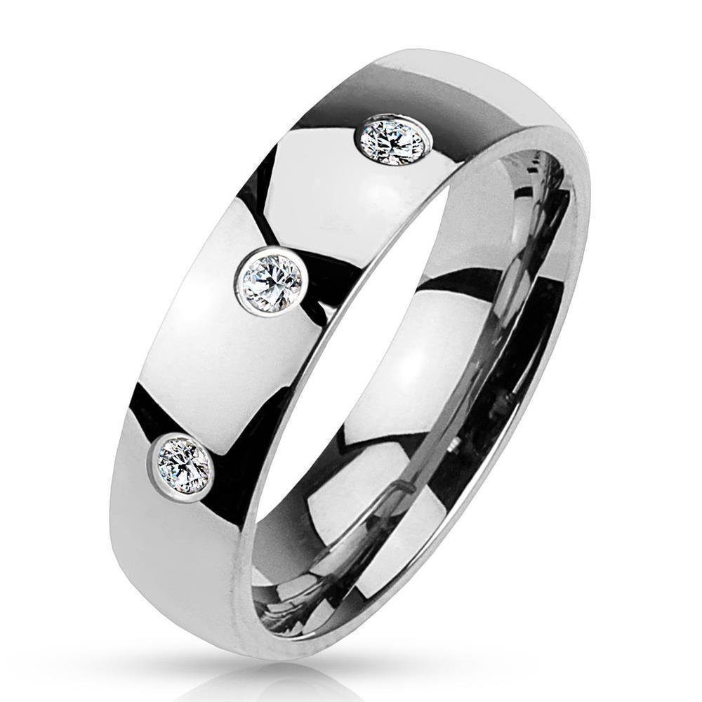 Unisex (Ring, Frauen drei Edelstahl Fingerring gefasste 1-tlg), Silber Kristalle aus BUNGSA Ring Mädchen