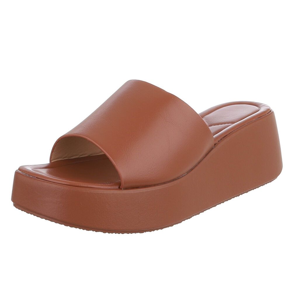 Ital-Design Plateausandal mit Cut-Out und gepolsterter Sohle Plateausandaletten (91512297) Keilabsatz/Wedge Keilsandaletten in Camel