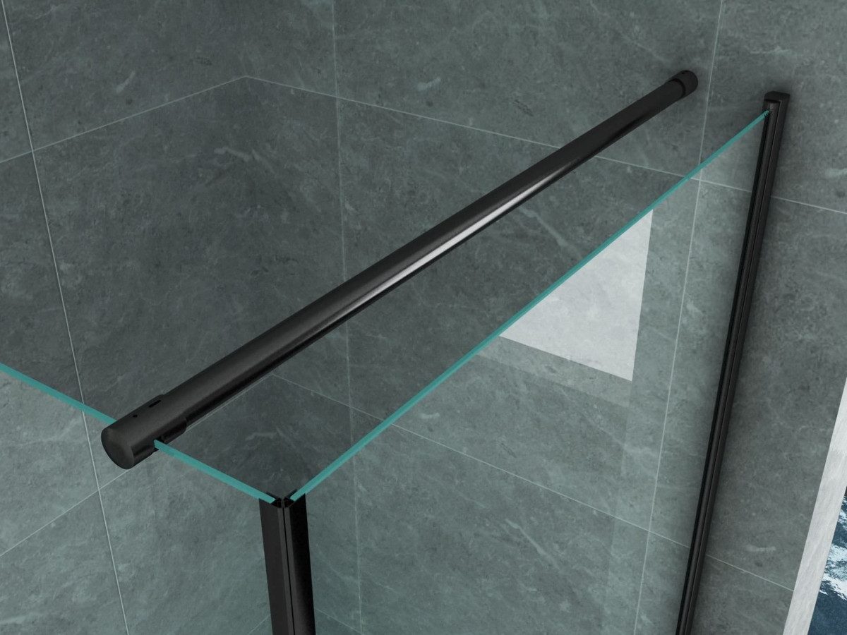 Belvit Eckdusche BV-DK7-8080, BxT: 80x80 cm, 1-tlg., BELVIT Duschkabine Drehtür 6 mm Sicherheitsglas Matt Schwarz mit