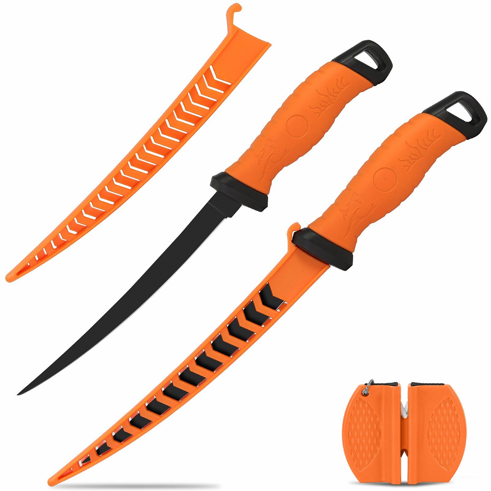 Croch hochwertigem aus Küchenmesser Fischfiliermesser, Filetiermesser Orange Edelstahl