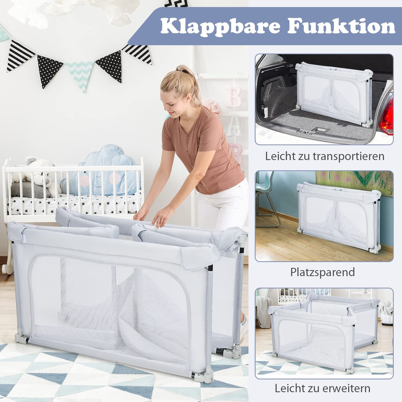 COSTWAY Laufgitter Baby Laufstall, mit 50 günstig online kaufen