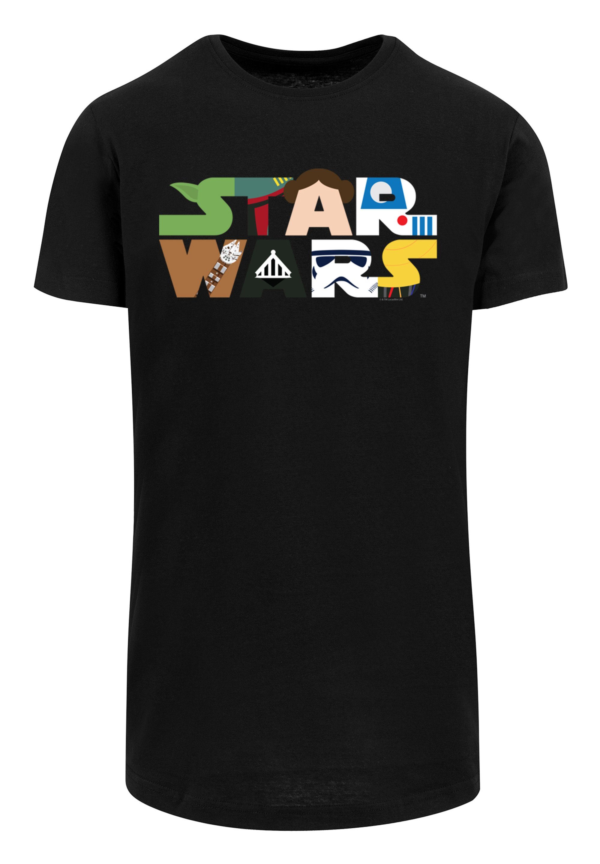F4NT4STIC Kurzarmshirt Herren Star Wars Character Logo with Shaped Long Tee (1-tlg) black