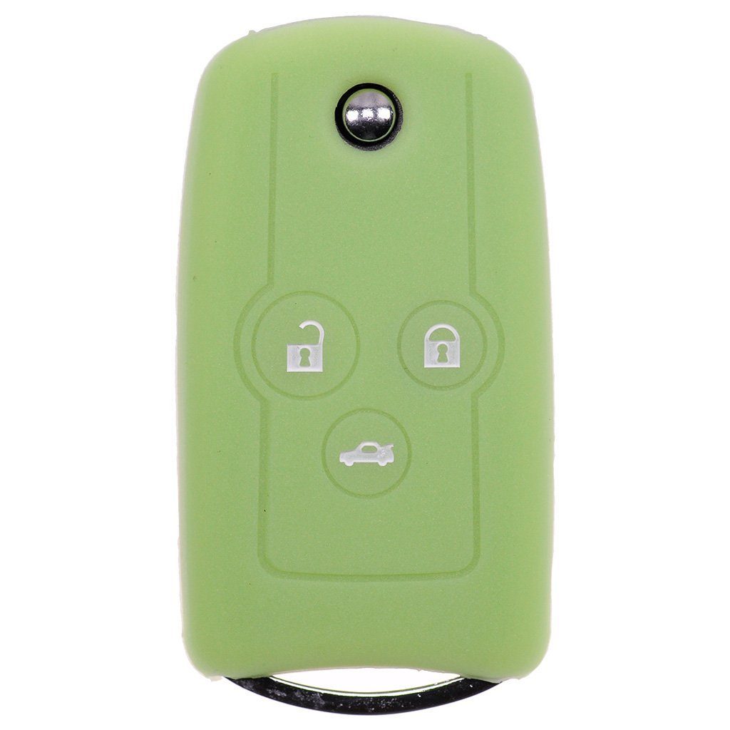 mt-key Schlüsseltasche Autoschlüssel Softcase Silikon Schutzhülle fluoreszierend Grün, für Honda Accord Jazz Civic CR-V 3 Tasten Klappschlüssel
