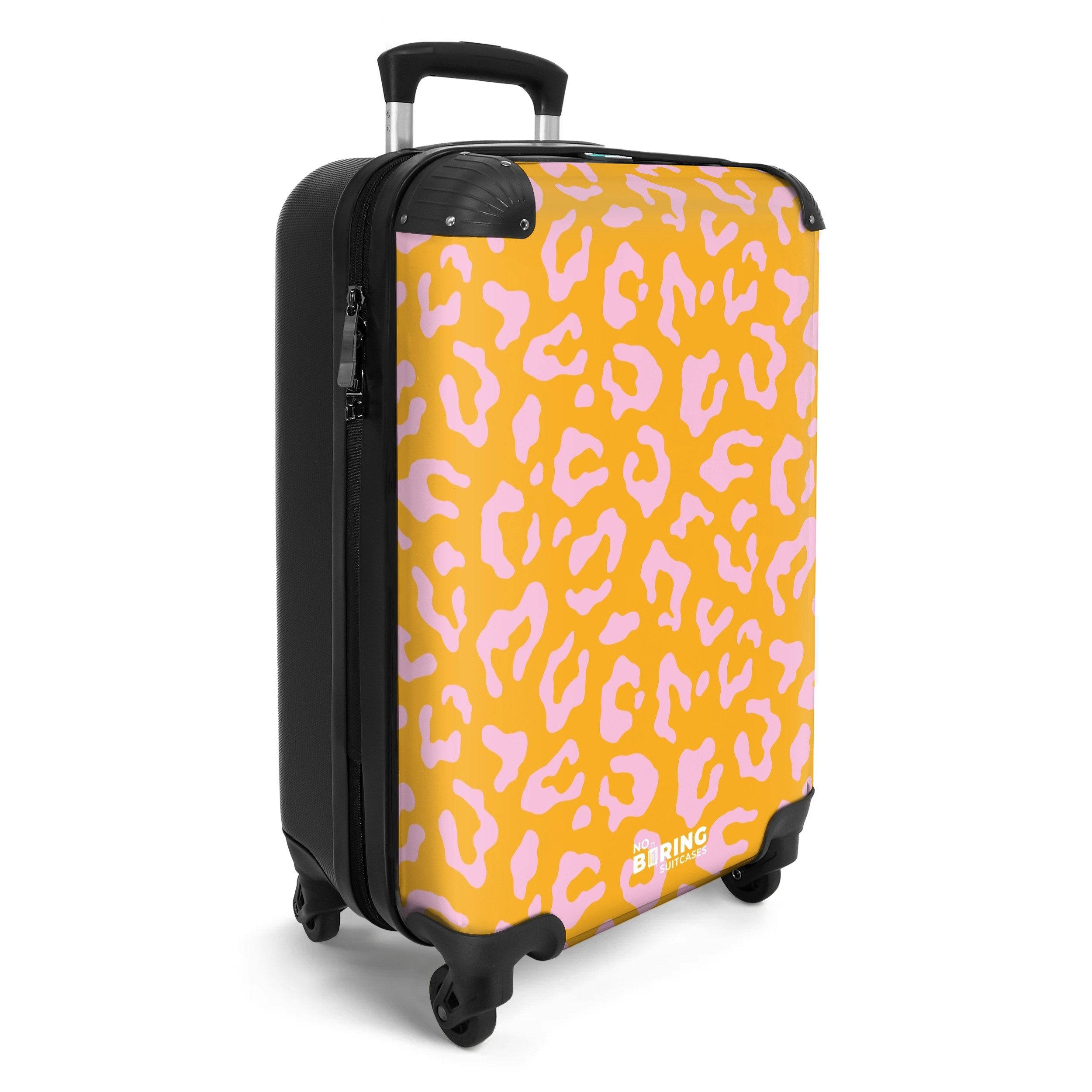 NoBoringSuitcases.com© Hartschalen-Trolley Orange und rosa Pantherdruck günstig online kaufen