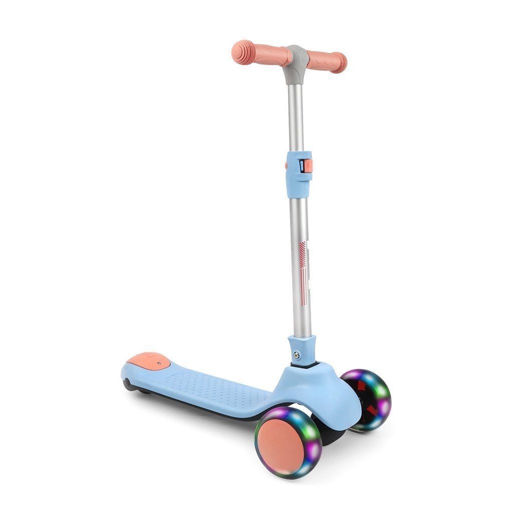 OUNUO Dreiradscooter Kinder Scooter mit höhenverstellbarem Lenker und LED-Rädern, faltbarer