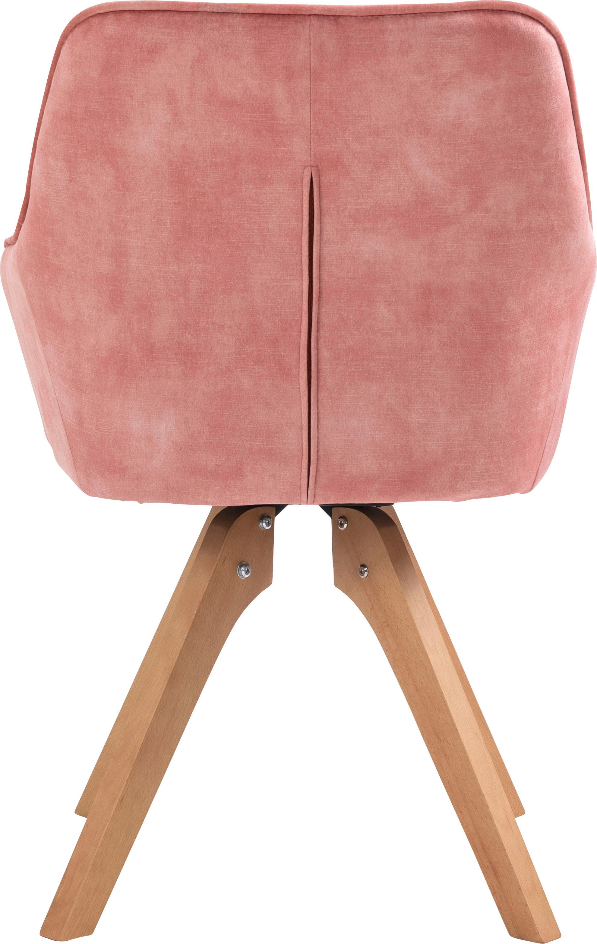 SalesFever Essgruppe, 180 Samtverlours cm, rosé 180° Tischbreite mit Stühle (5-tlg), drehbar