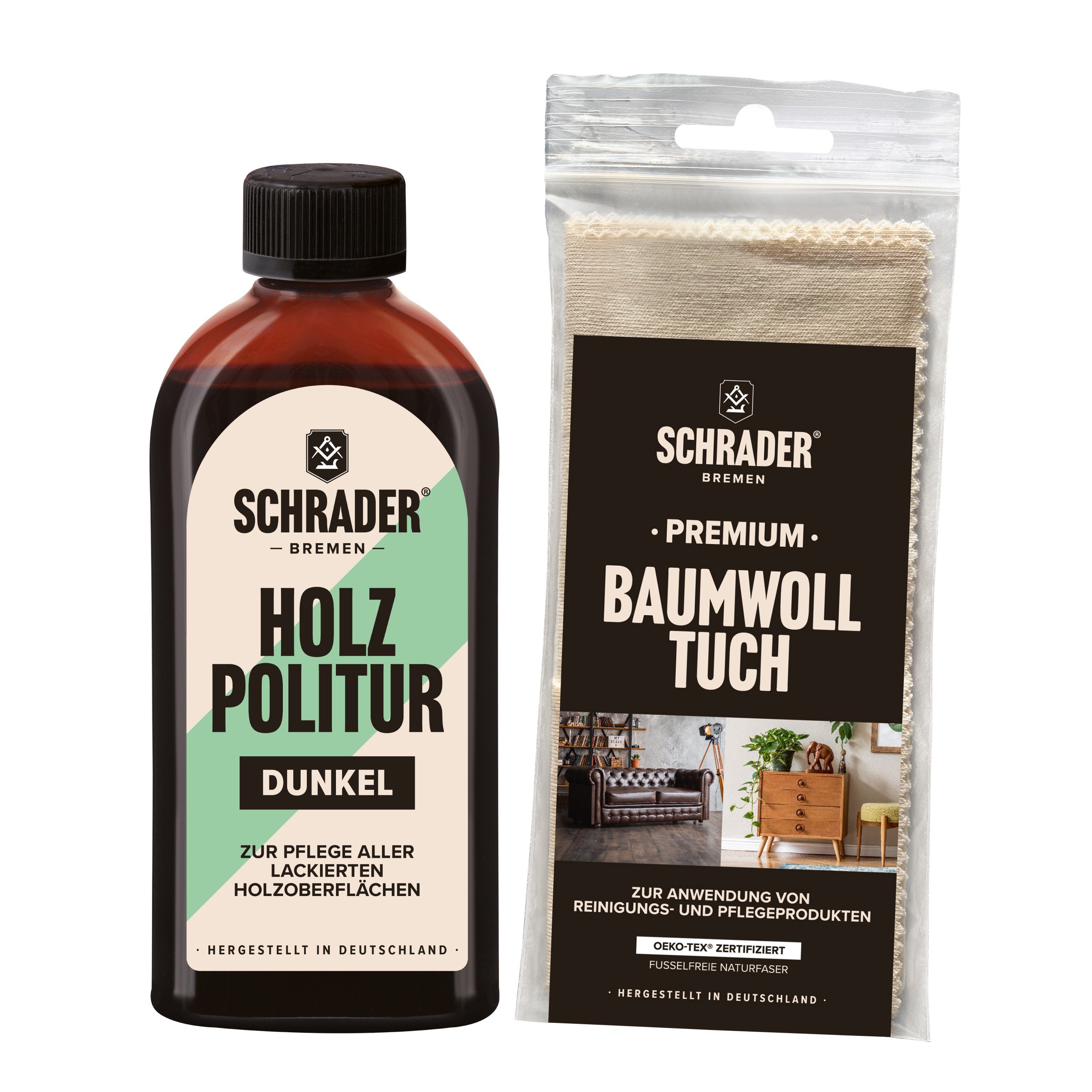 Holz Politur Dunkel + Baumwolltuch - 250ml Holzreiniger