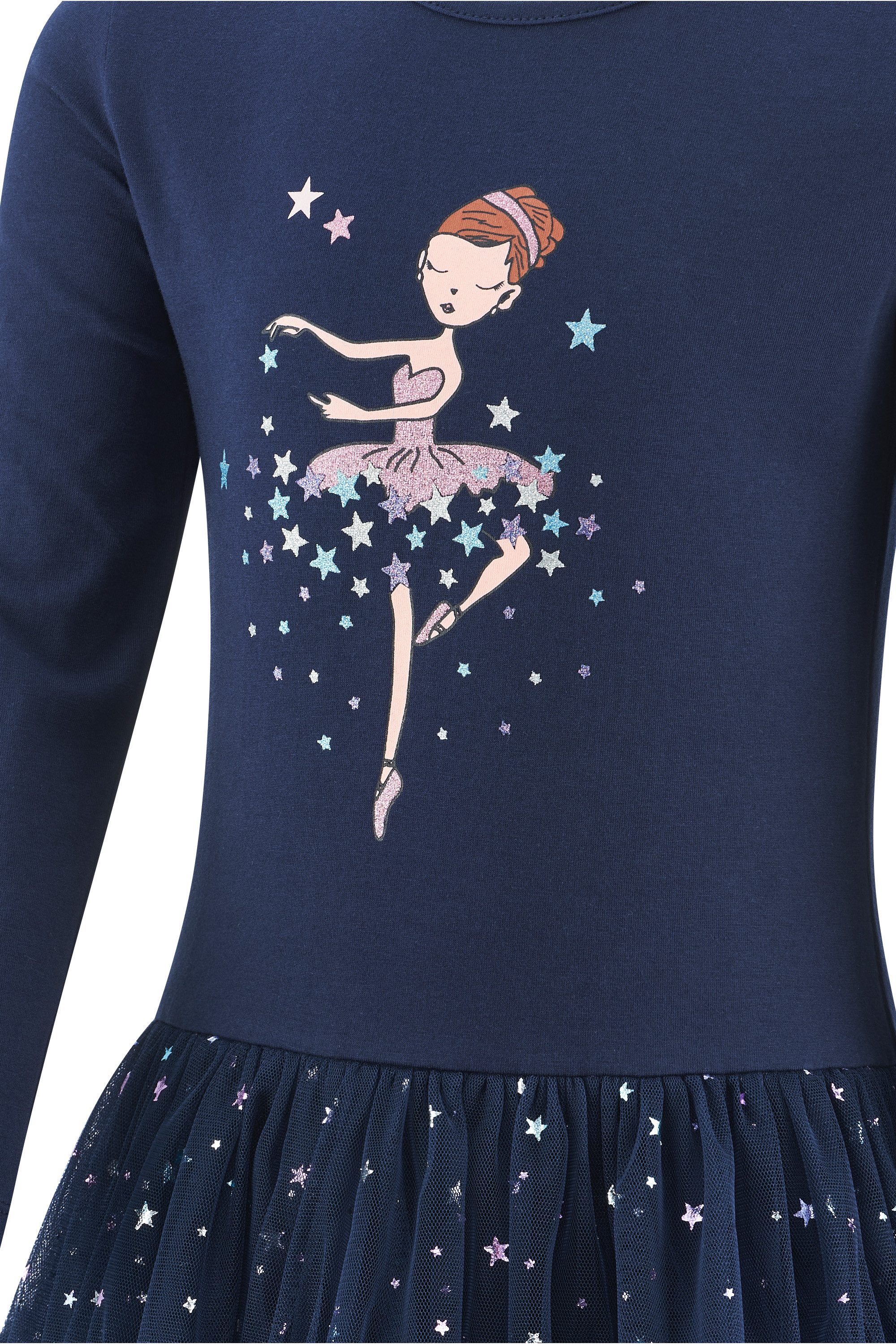 happy girls Jerseykleid Baumwolle mit Stretch, Tüllrock, Glitzerdetails – Bild 5 von 5