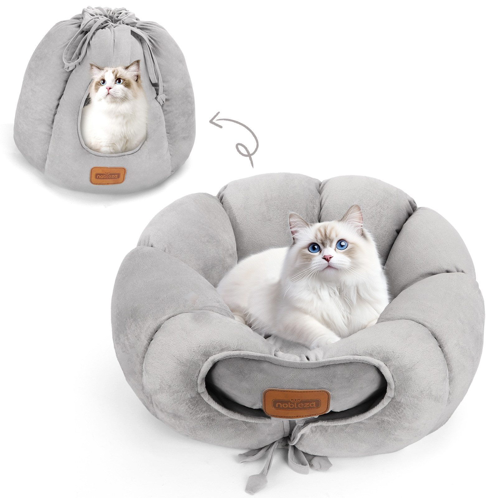 nobleza Tierbett 2-in-1 Katzenbett und Höhle, Geschlossen oder Offen Konver günstig online kaufen