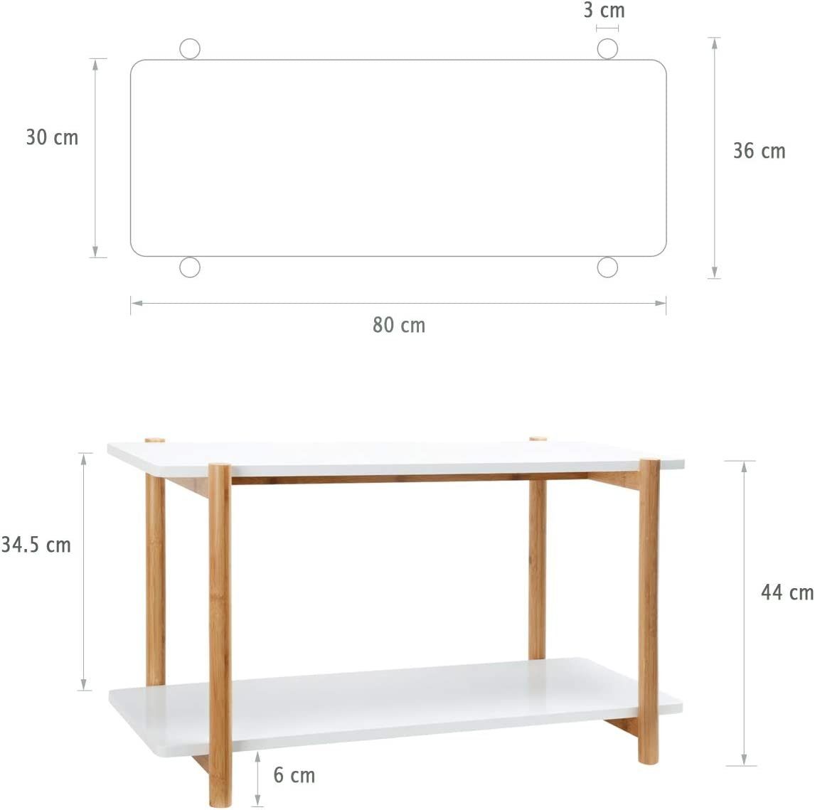 Bambus Standregal Weiß Bücherregal aus Küchenregal Regal Schuhregal LOCOBAMBOO Standregal