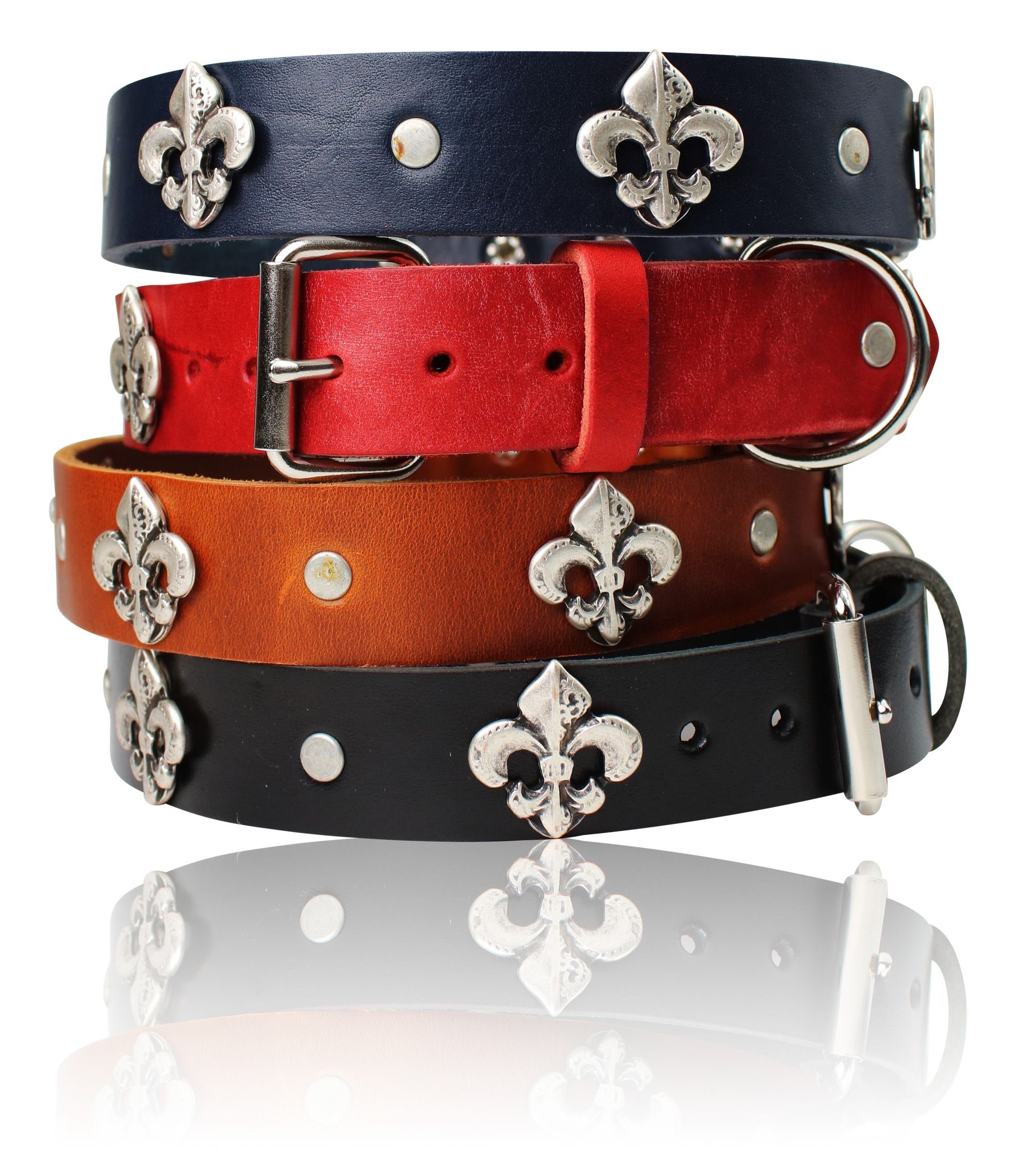 FRONHOFER Hunde-Halsband 18860, Echtleder, Hundehalsband aus Leder mit französischer Lilie. Chapeau!