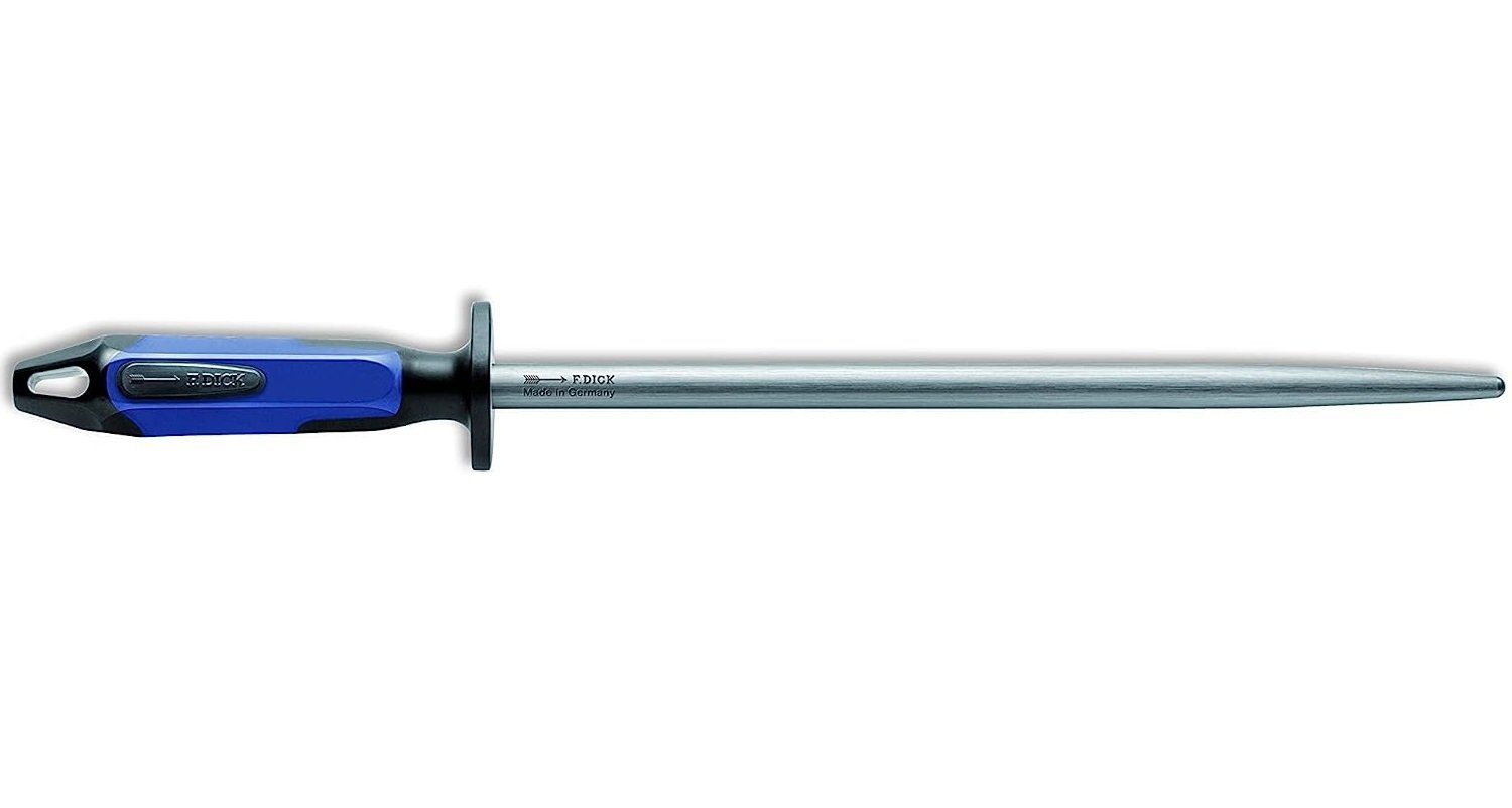 Wetzstahl F. DICK Fleischerstahl 30 cm Griff blau/schwarz Wetzstahl rund mit 2