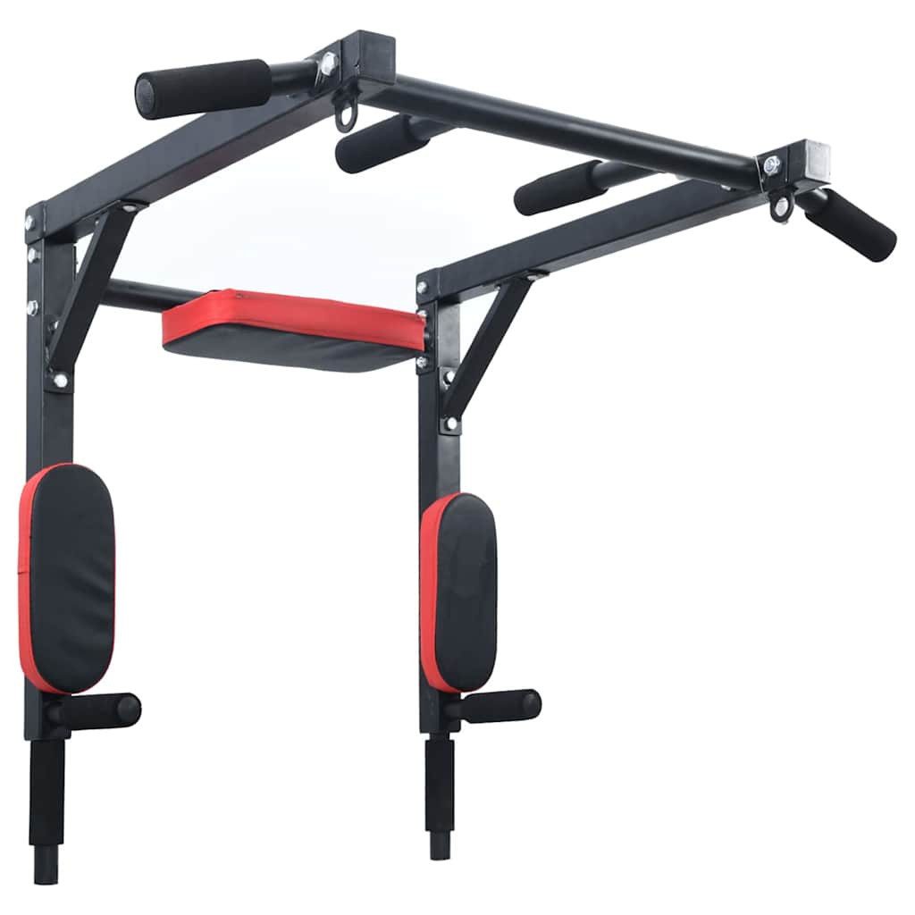 Kletter-Trainingsgerät Klimmzug- und Dip-Station Schwarz und Rot 89 x 59 x 70 cm
