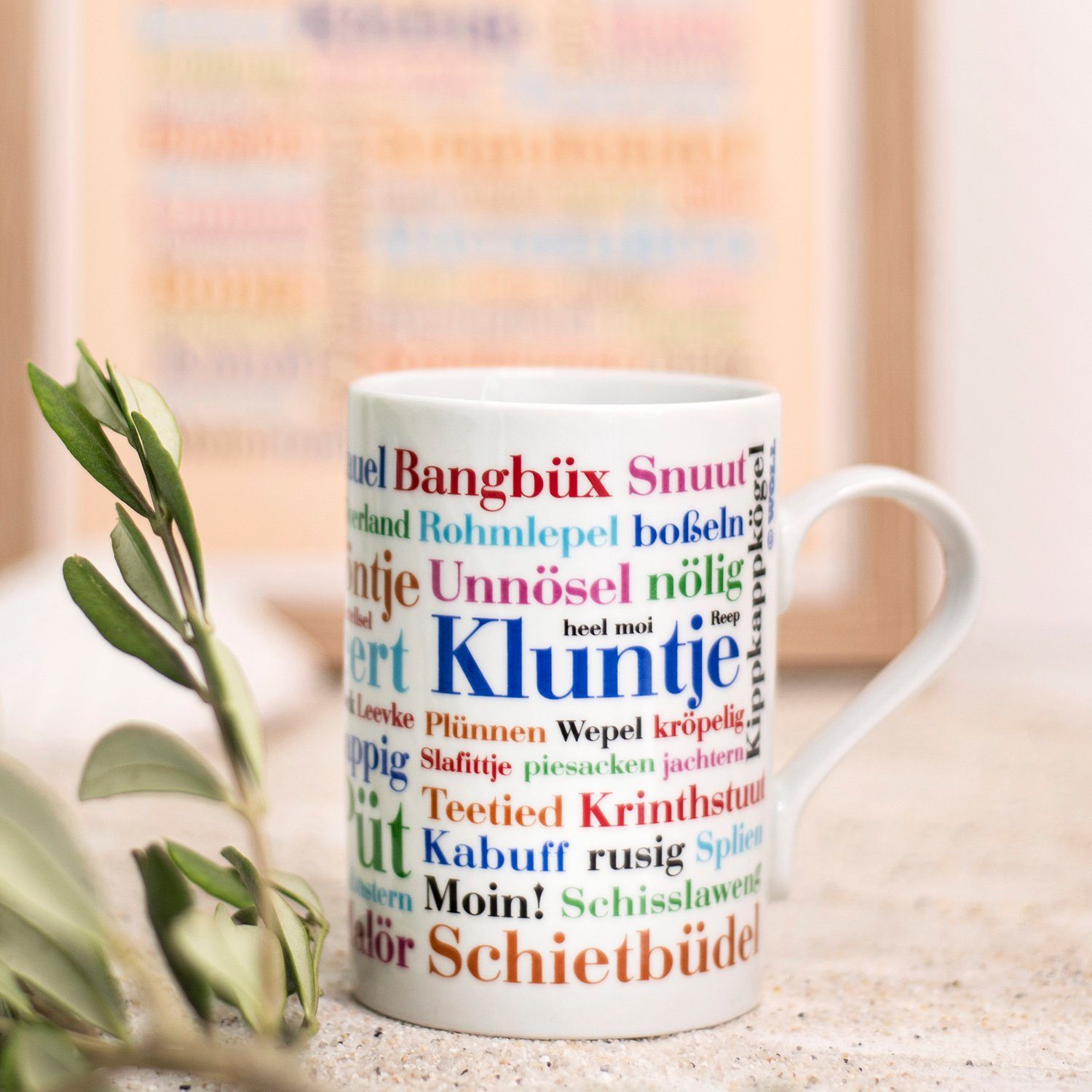 Porzellan Kaffeebecher Ostfriesische Wörter, Tasse Wörter Deine