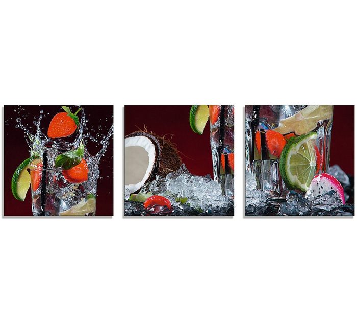 Artland Glasbild Frischer Fruchtcocktail I Getränke (3 St) in verschiedenen Größen