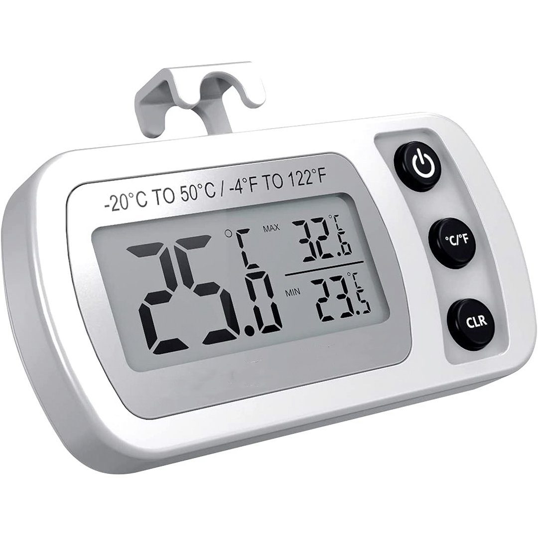 yVicv Kühlschrank Thermometer und GefriergeräTen 2 Stück Wasserdicht Gefrierschrank Thermometer Zur TemperaturüBerwachung Von KüHl LCD-Display mit Haken 