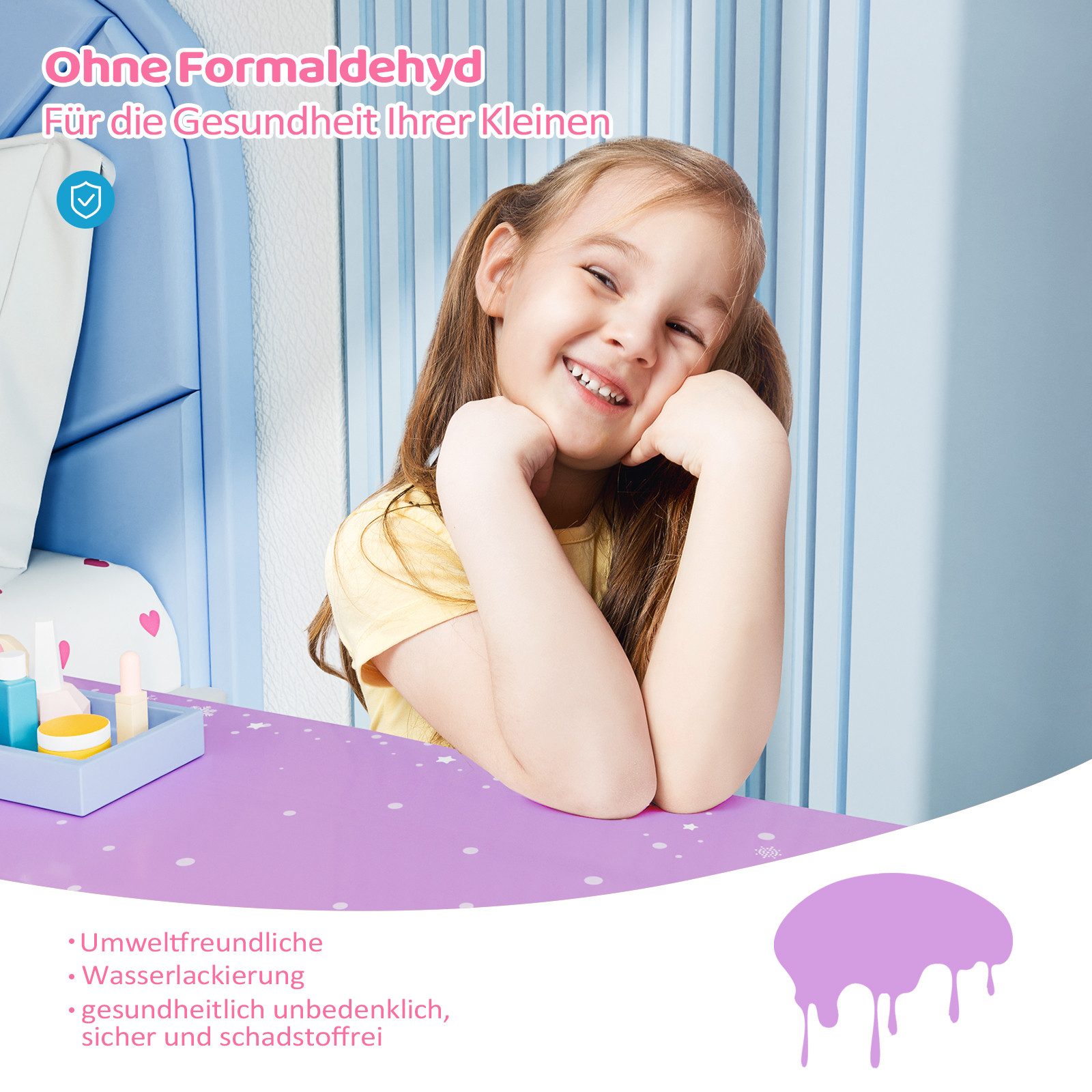 VINGLI Schminktisch mit Hocker und Abnehmbarer Spiegel, für Mädchen ab 3 Ja günstig online kaufen