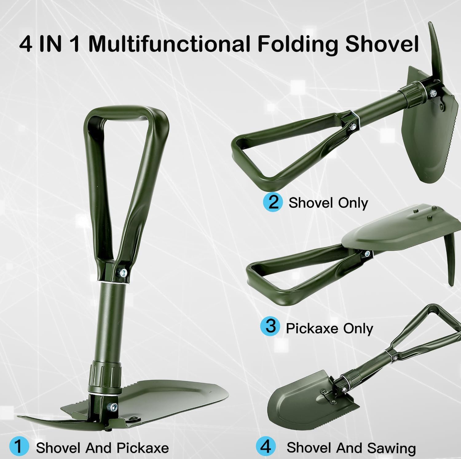 FELIXLEO Spaten Klappspaten 48cm Camping Klappbar Carbonstahl Schaufel, (1-St)