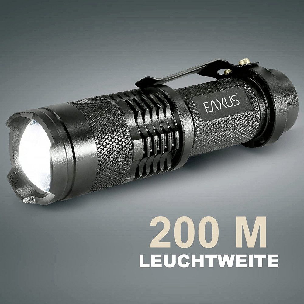 EAXUS Taschenlampe Eaxus Glow-X LED Mini-Taschenlampe mit Gürtelclip batteriebetrieben 30