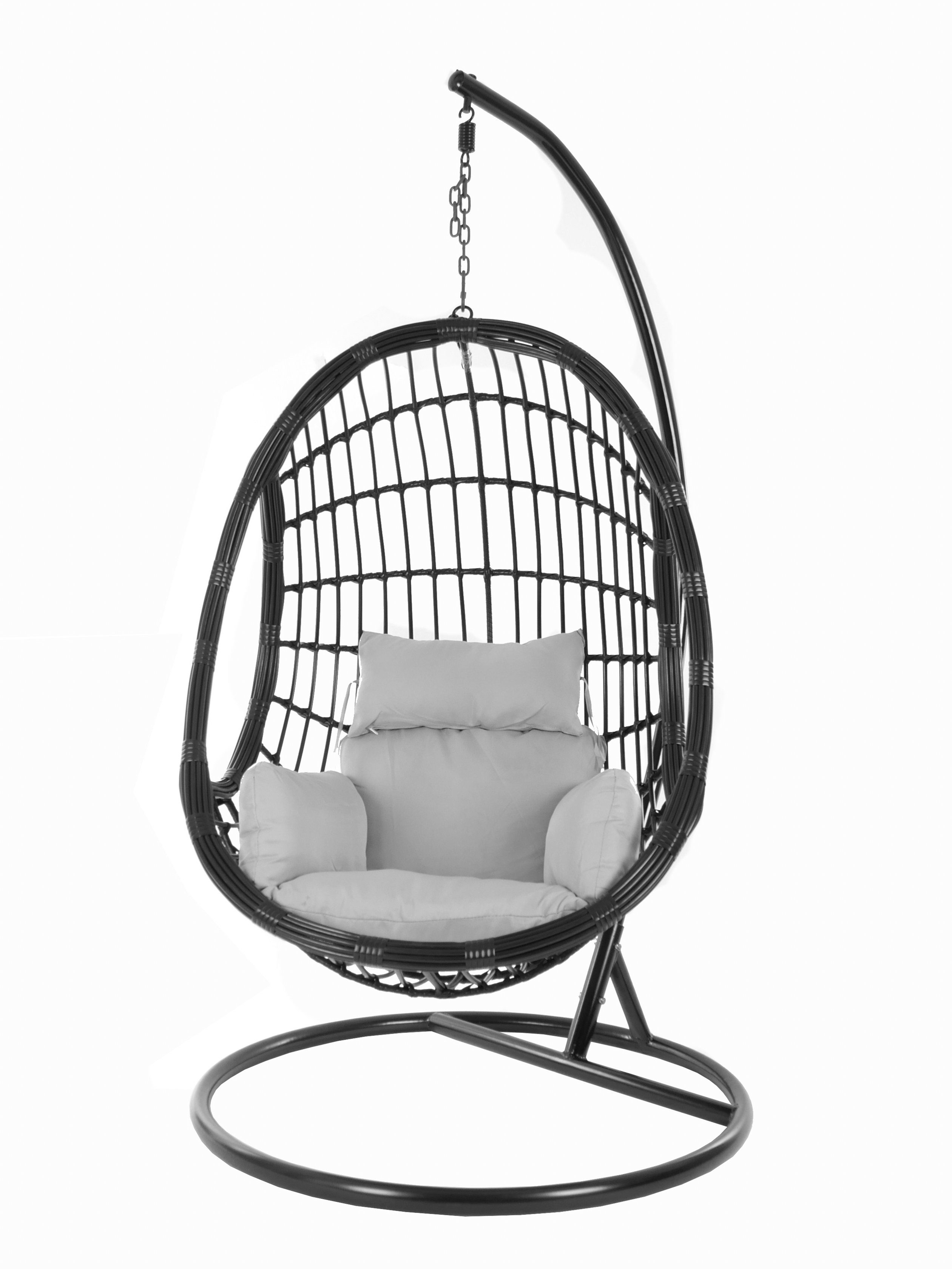 KIDEO Hängesessel und black, Kissen, Schwebesessel, mit Gestell grau PALMANOVA (8008 Nest-Kissen cloud) Hängesessel Chair, Swing