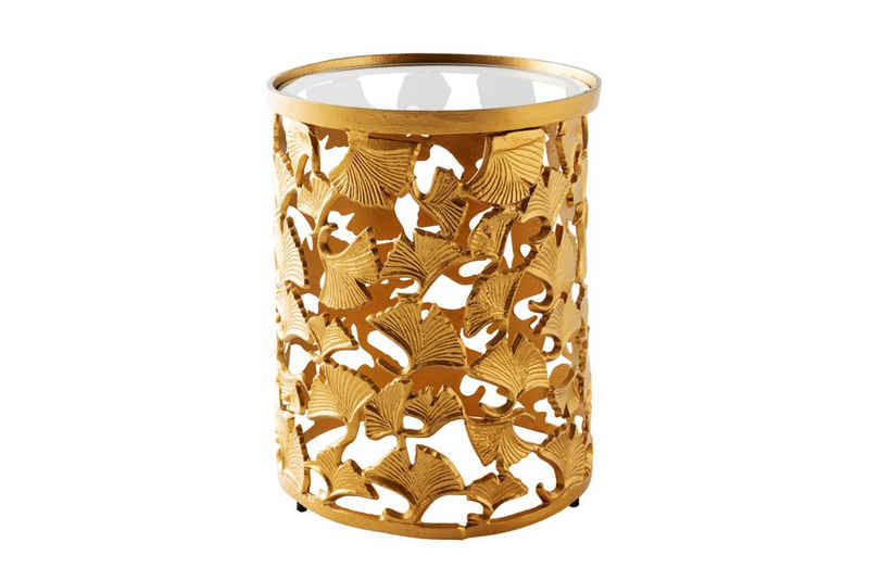 LebensWohnArt Couchtisch Design Beistelltisch HOJAS Aluminium + Glas 47cm gold