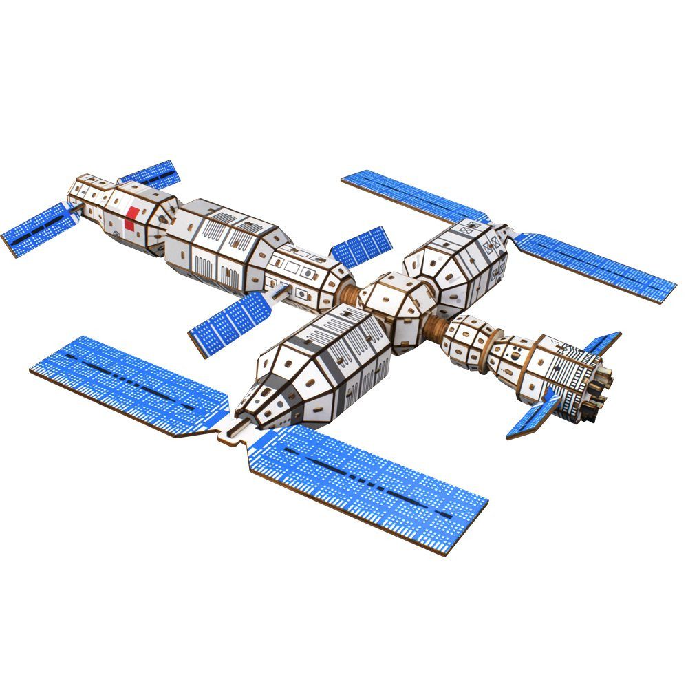 Kitcreatives 3D-Puzzle Kitcreatives Raumstation Bausatz aus Holz 3D Puzzle günstig online kaufen