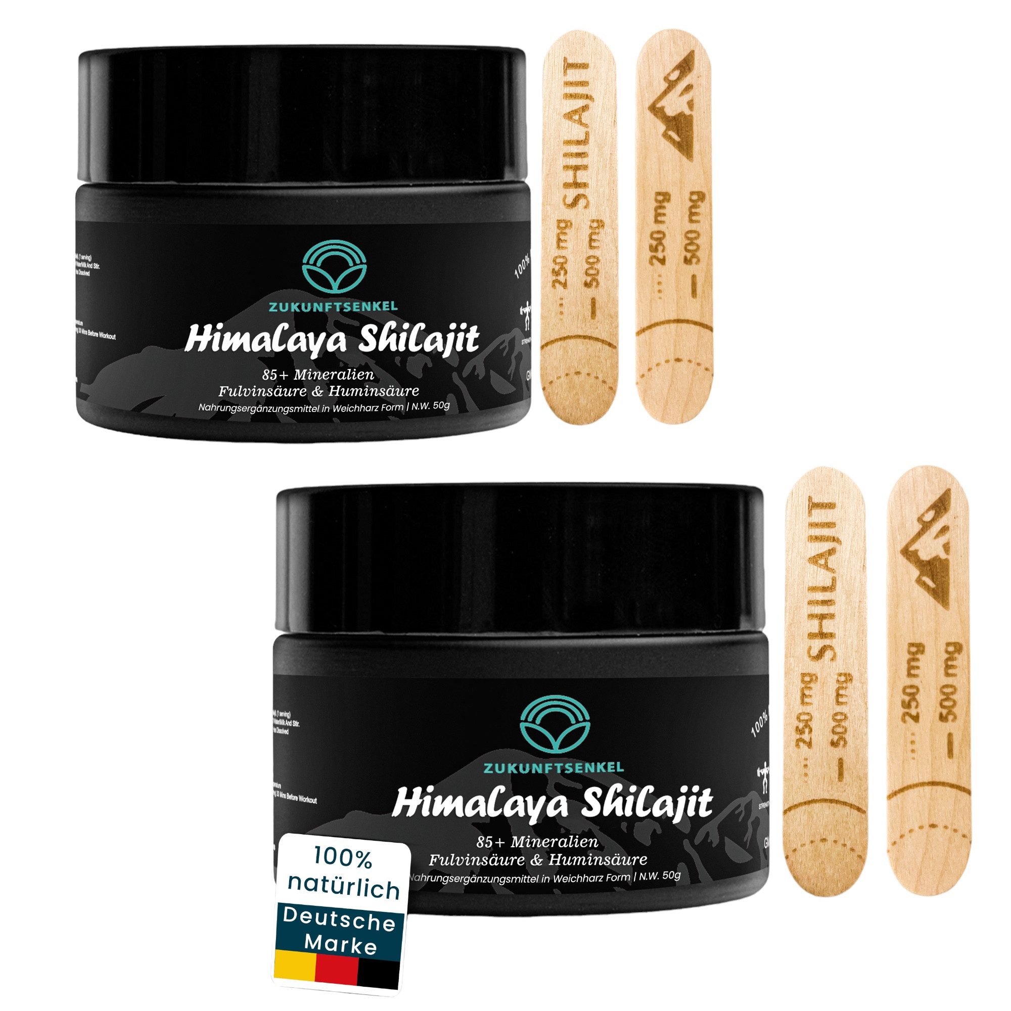 ZUKUNFTSENKEL Shilajit Himalaya 30g 2er Pack Harz, Mumijo Resin à 2 St., 60 g, Vegan, 85+ Minerale