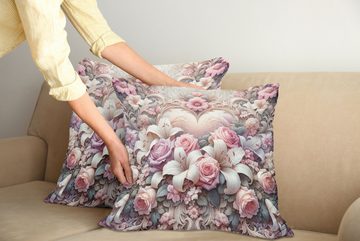 Kissenbezüge Modern Accent Doppelseitiger Digitaldruck, Abakuhaus (2 Stück), Romantisch Pastellliebe-Gartenblumen