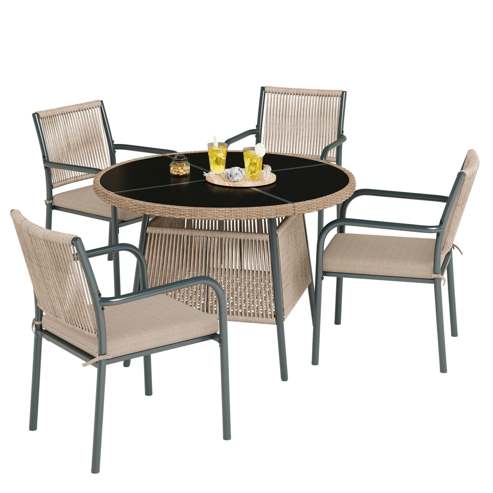 Fine Life Pro Gartenlounge-Set Modernes Gartenmöbel-Set aus Rattan