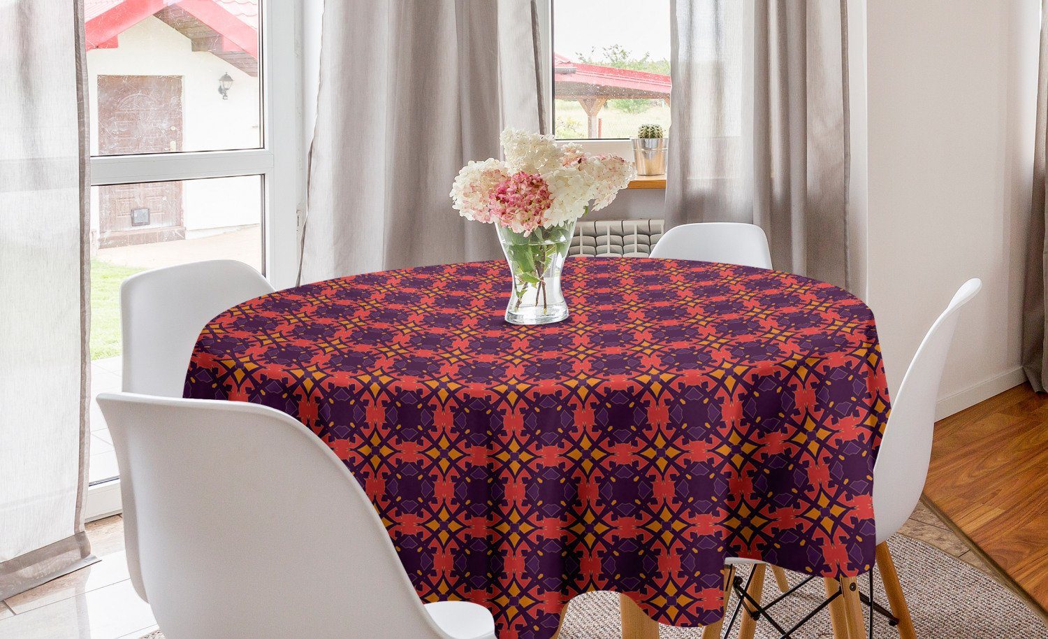 Abdeckung Küche Kreis für Tischdecke Abakuhaus -Herbst-Töne Dekoration, Esszimmer Style Abstrakt Vintage Tischdecke