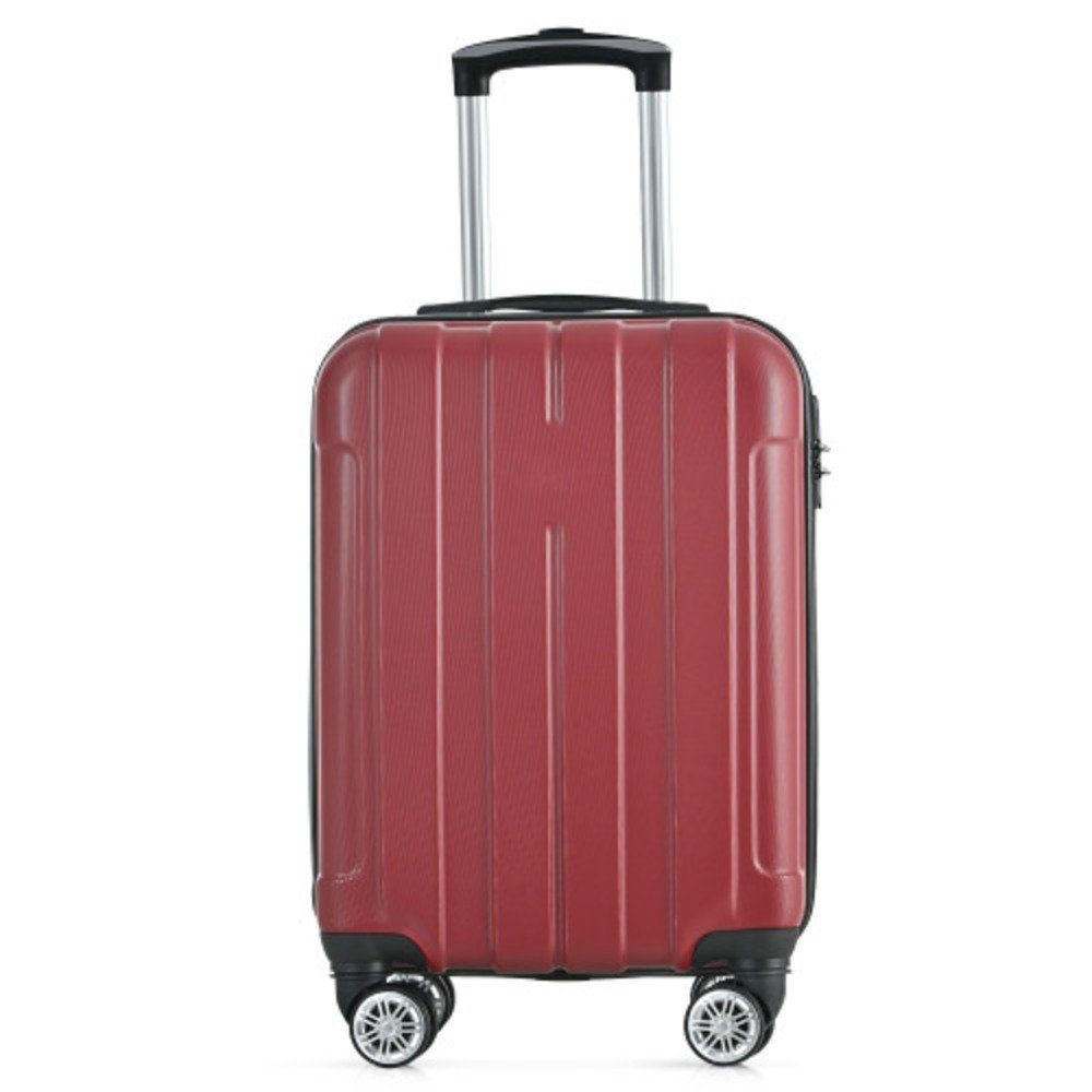 Flieks Hartschalen-Trolley, 4 Rollen, Handgepäck Trolley Hartschalen Koffer Volumenerweiterung Reisekoffer Rot