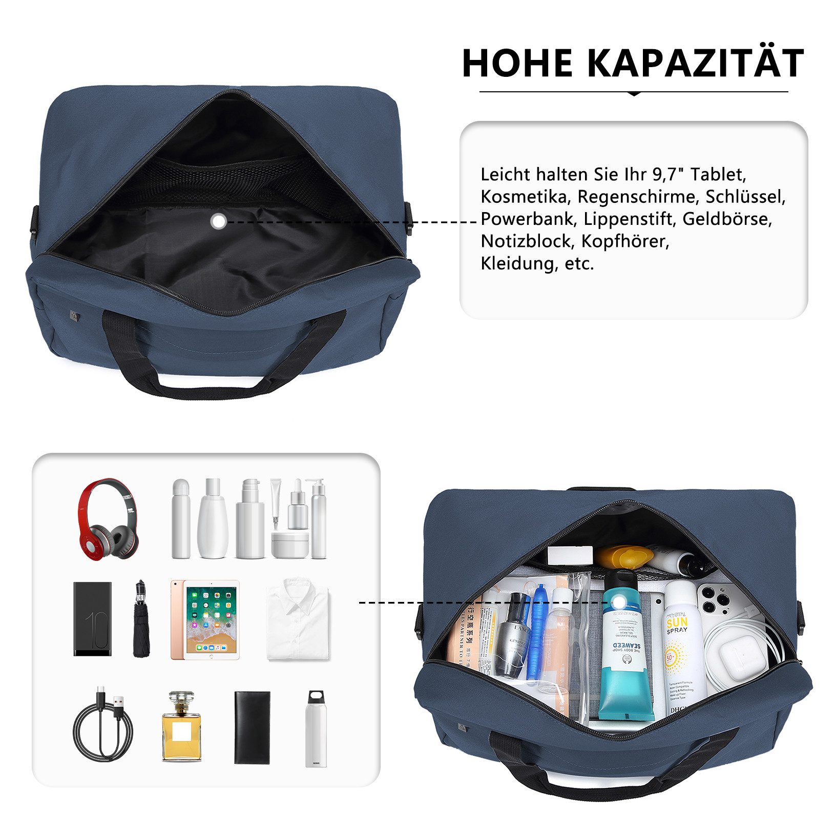 KONO Reisetasche Handgepäck Tasche Unisex Gym Henkeltasche Weekender