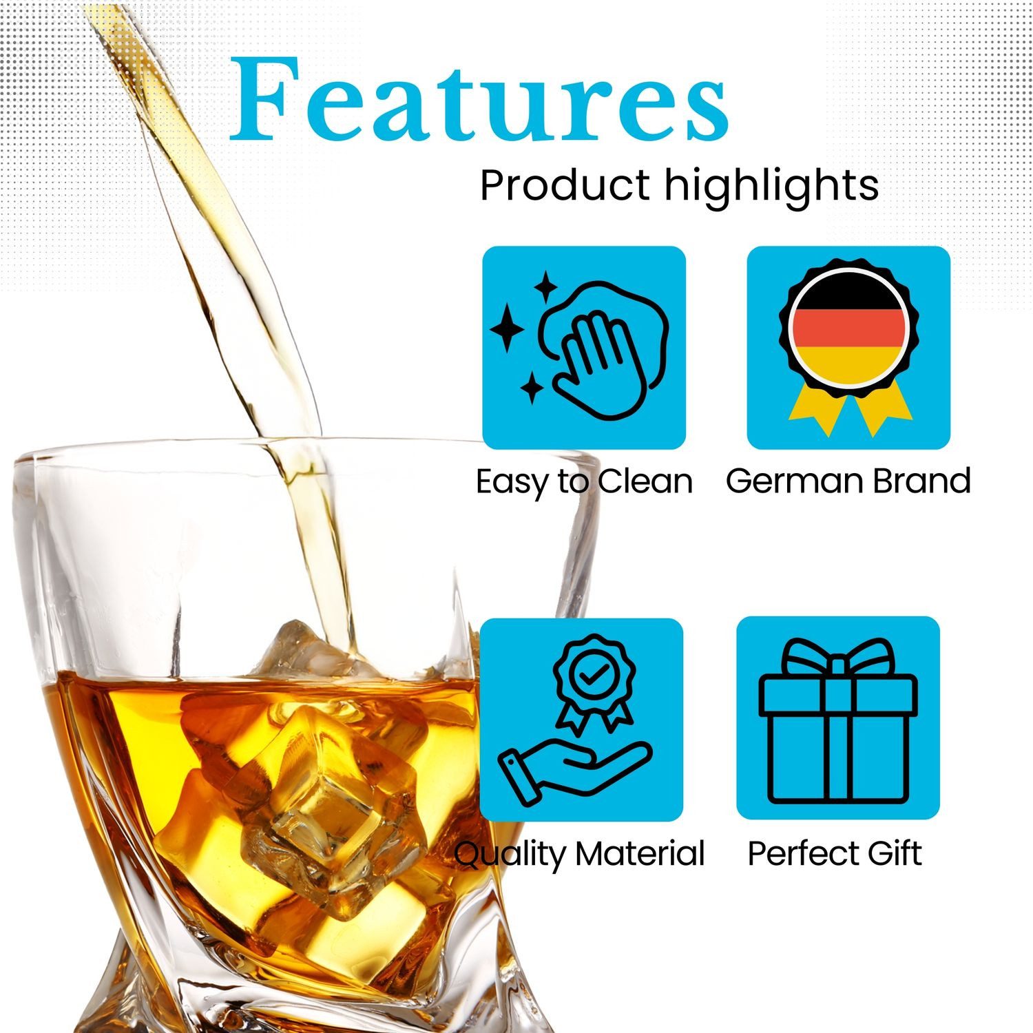 Intirilife Whiskyglas, 2-tlg., Glas, Old Fashioned Whiskey Glas