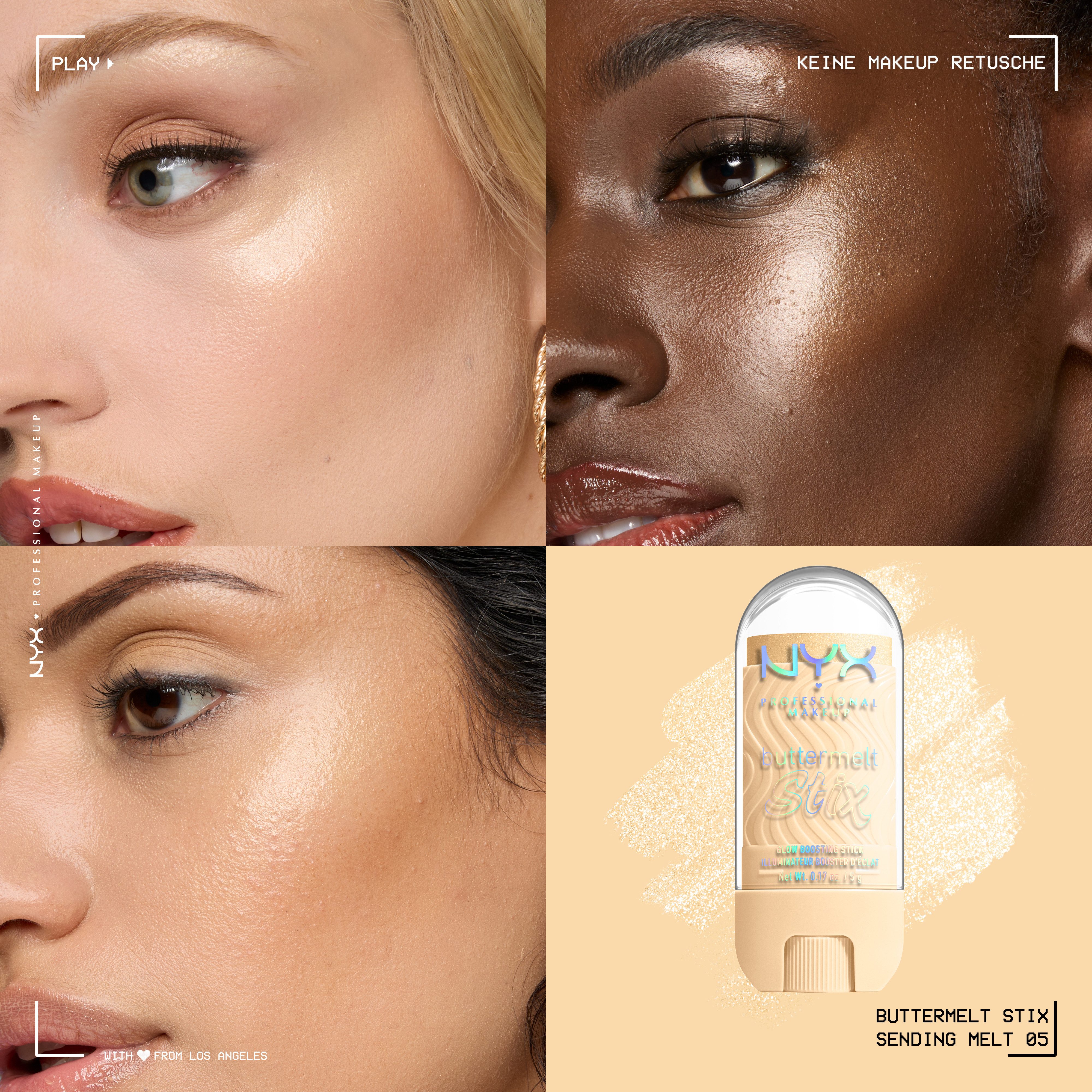 NYX PROFESSIONAL MAKEUP Highlighter BUTTERMELT STIX GLOW BOOSTING HIGHLIGHTER STICK, mit Cupuaçu- und Kokosnussbutter, für einen ultimativen Glow