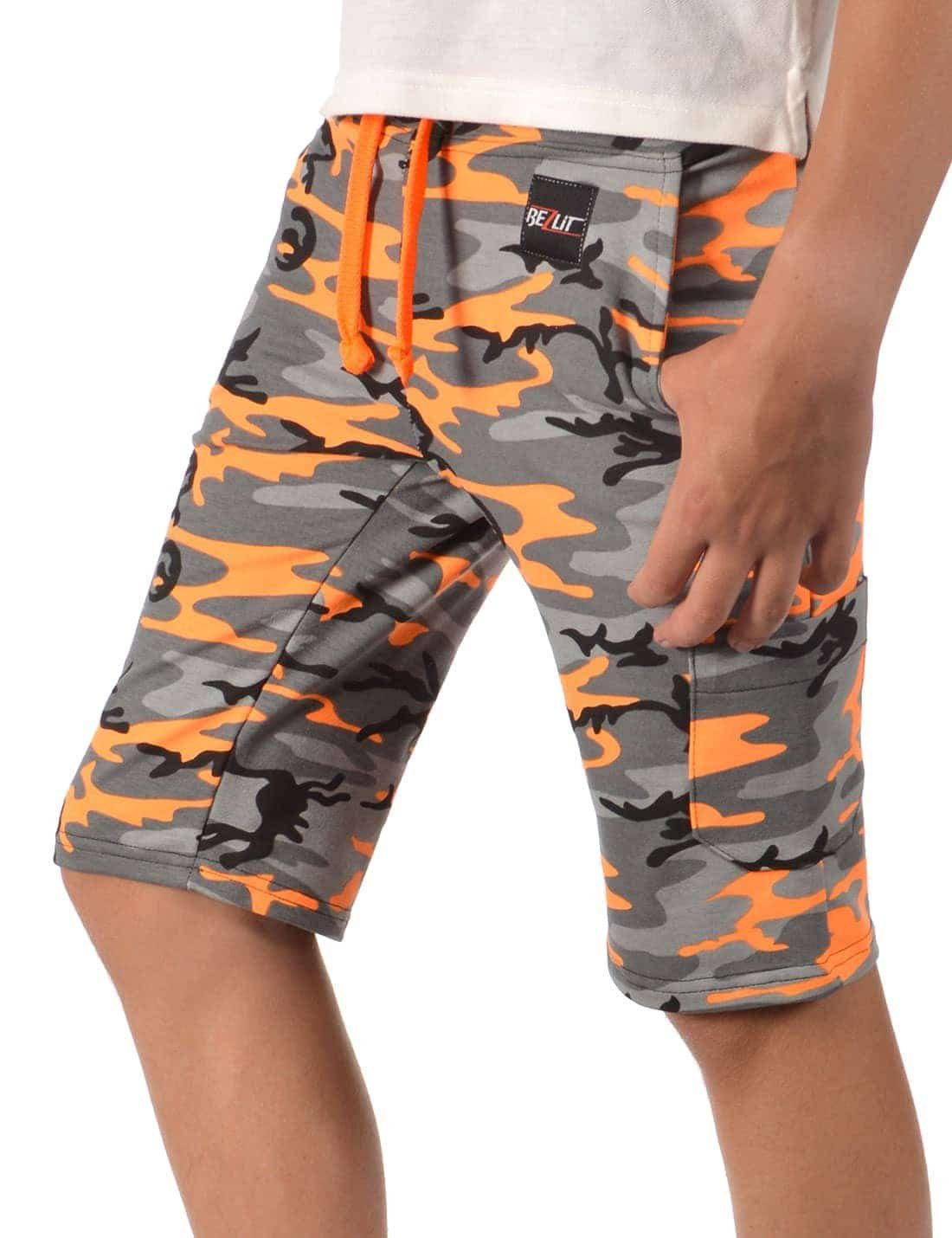 Shorts Camouflage Cargoshorts Camouflage Jungen BEZLIT (1-tlg) Kinder Stoff Uni Casual Orange