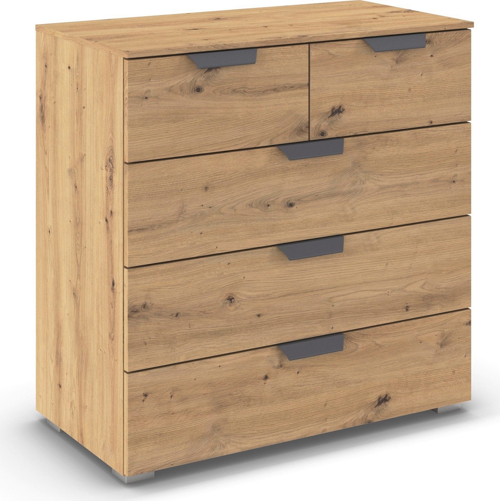 rauch Schubkastenkommode Sideboard Schubladenkommode COSTA mit farblich passenden Metallgriffen (in 2 Griff-Farben, Breite 80 cm), fünf …